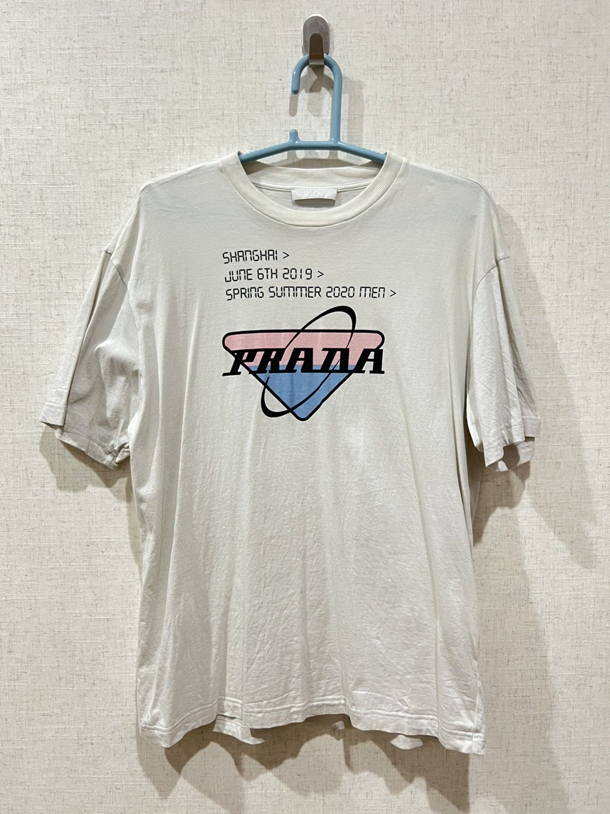 Pre-owned Prada Shanghai Exclusive Logo Tee In White