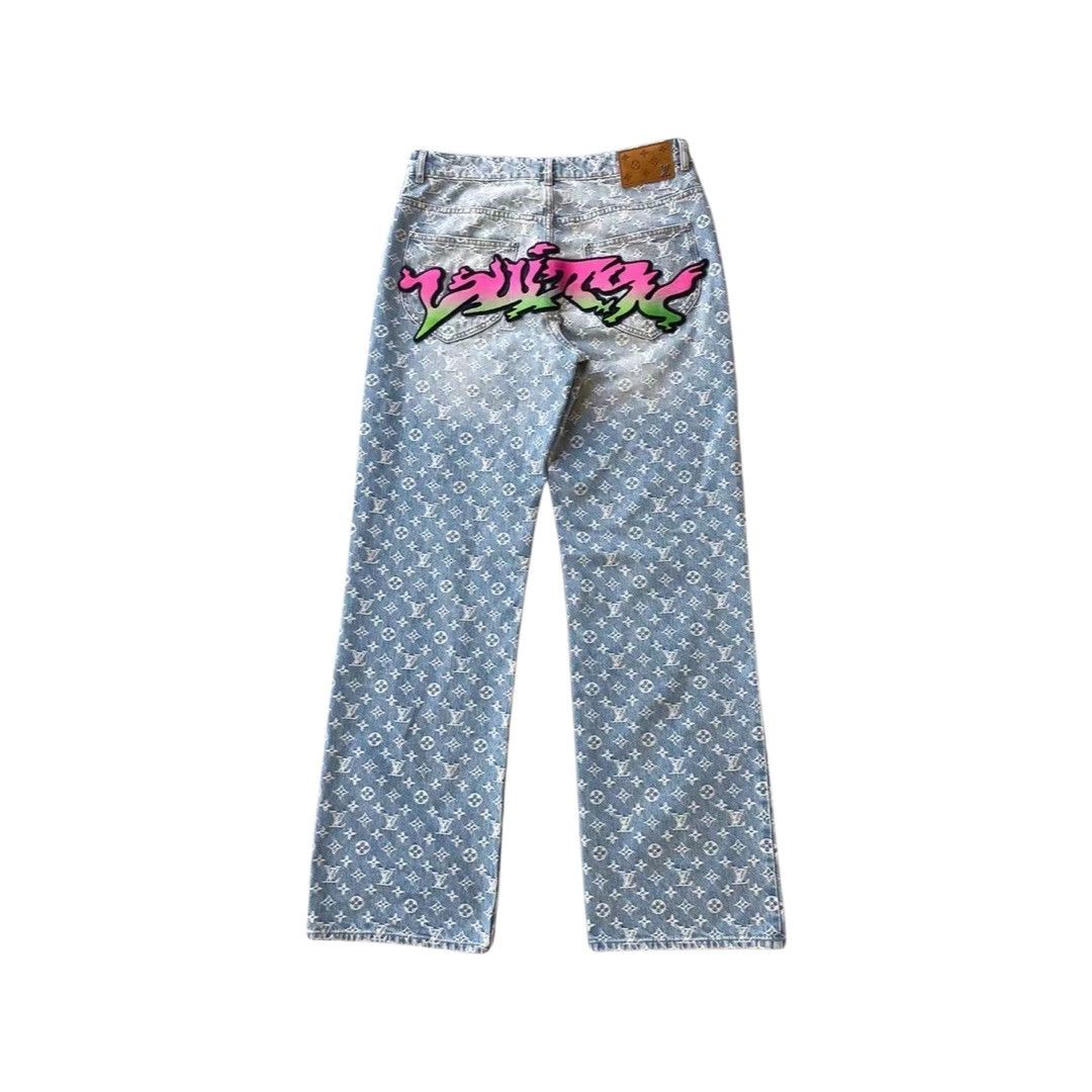 Louis Vuitton Graffiti monogram baggy denim jeans Size US 30 / EU 46 - 2 Thumbnail