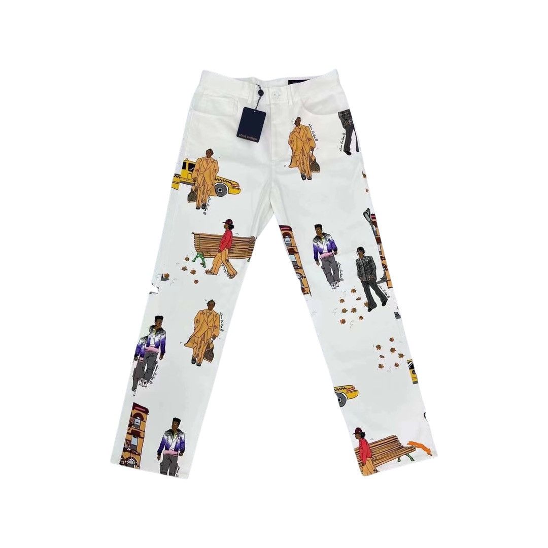 image of Louis Vuitton x Virgil Abloh Fw19 Runway Walkers Casual Pants in White, Men's (Size 32)