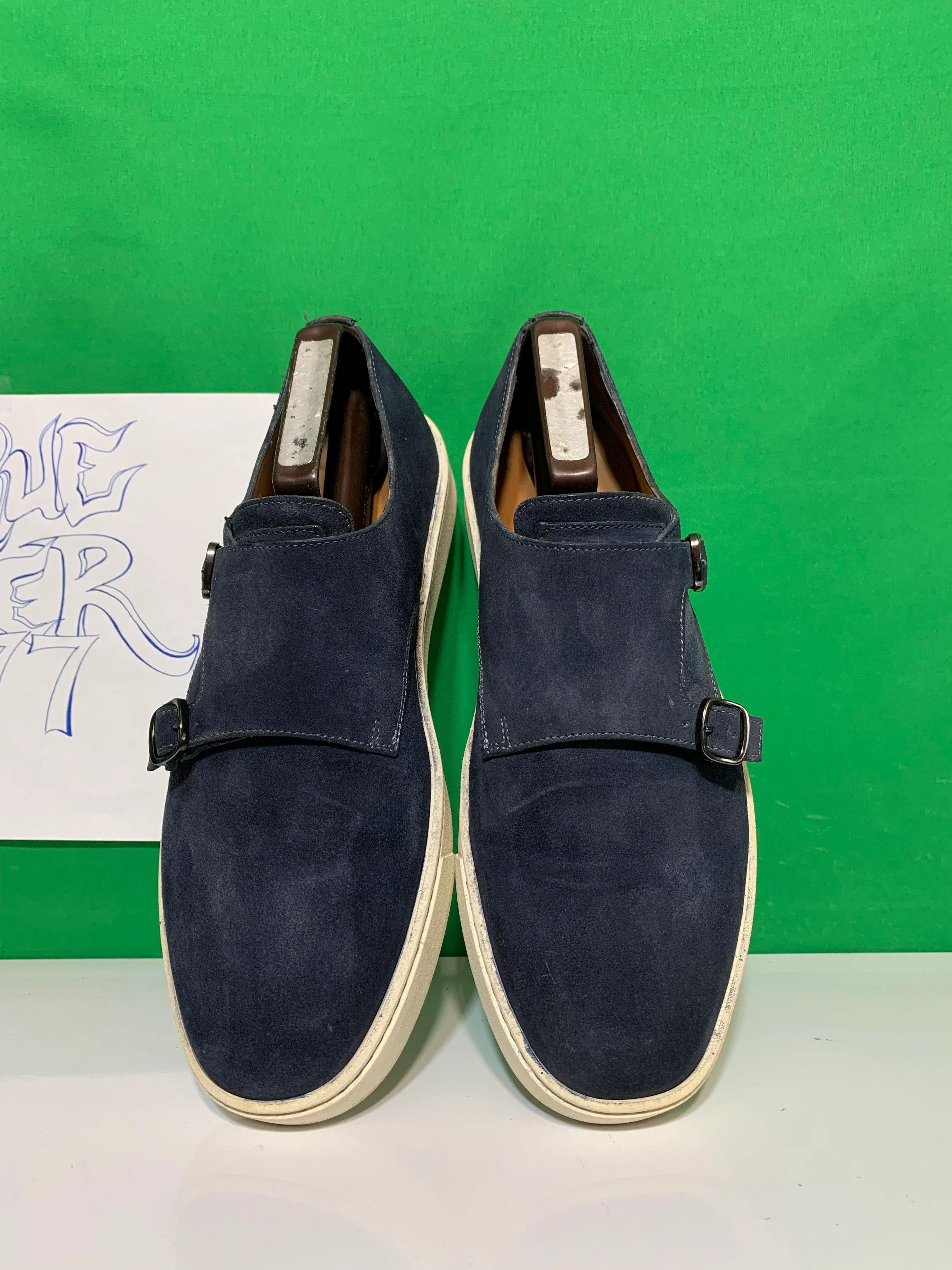 Santoni SANTONI blue suede unlined monk sneakers Size US 8.5 / EU 41-42 - 9 Thumbnail