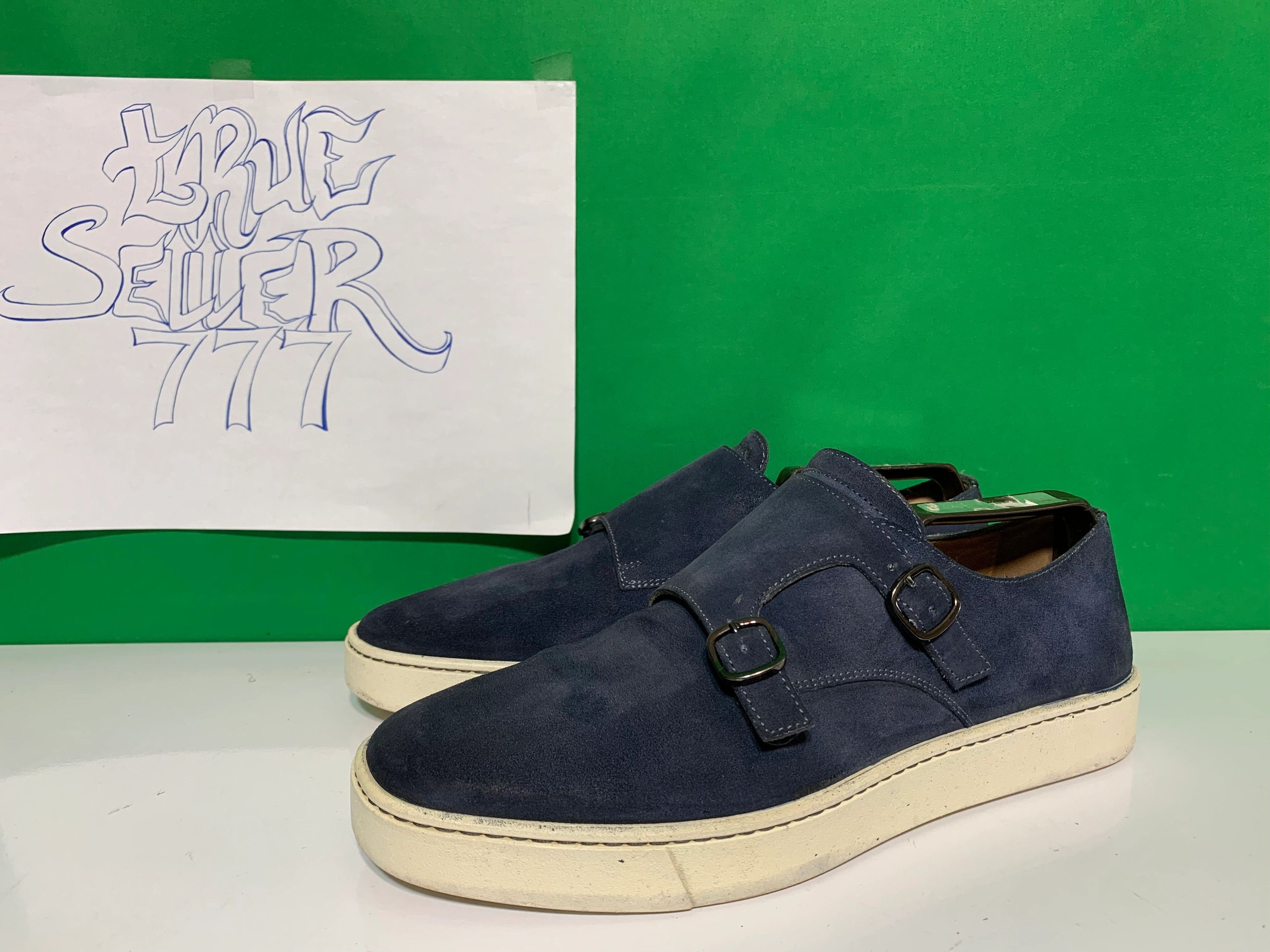 Santoni SANTONI blue suede unlined monk sneakers Size US 8.5 / EU 41-42 - 2 Thumbnail