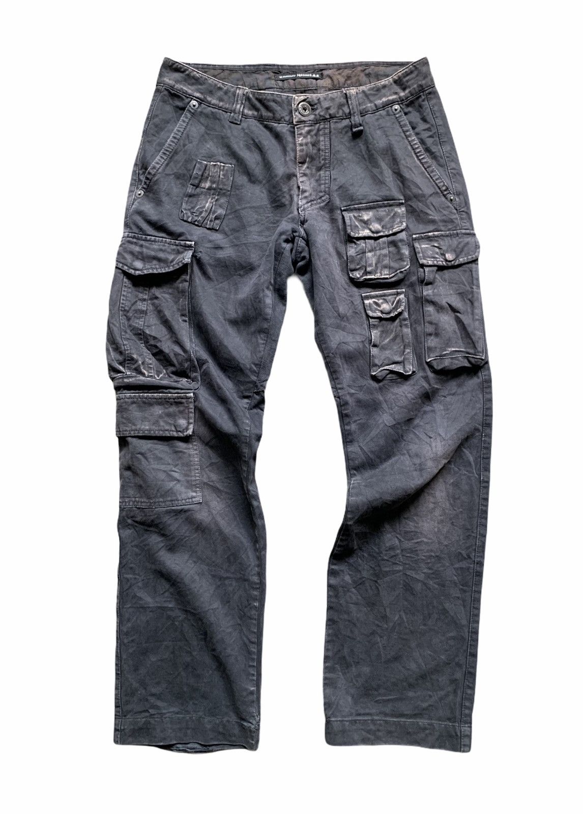image of Avant Garde Distressed S.b Concept Multi Pocket Pants Made In Italy in Faded Black, Men's (Size 32)