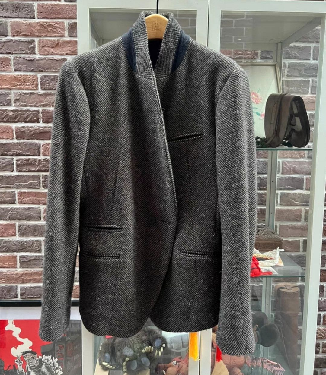 Haider Ackermann Grüne Wolljacke mit Obstkragen