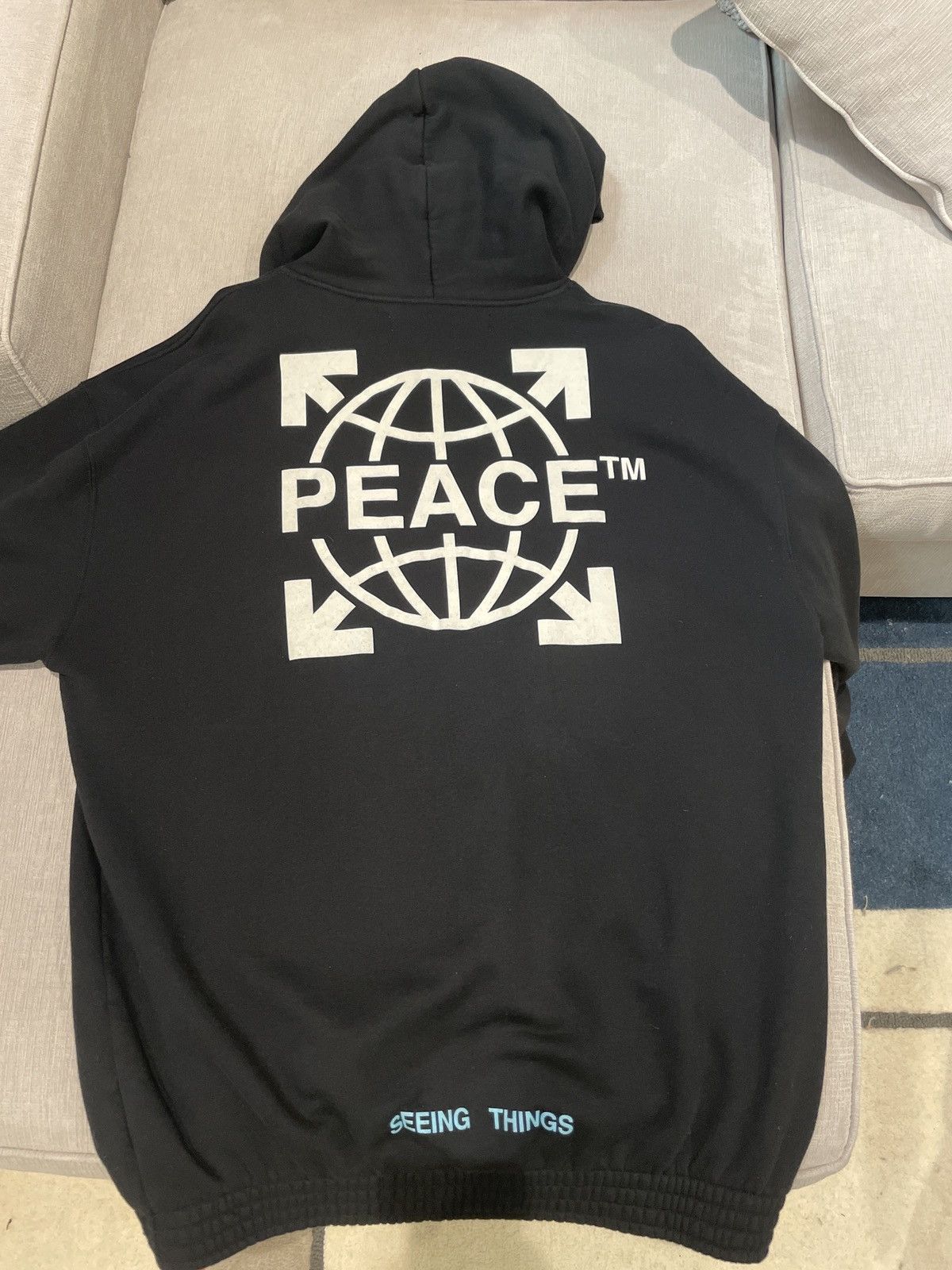 Off-White Off White XXL BLACK Peace Hoodie seeing things Size US XL / EU 56 / 4 - 3 Thumbnail