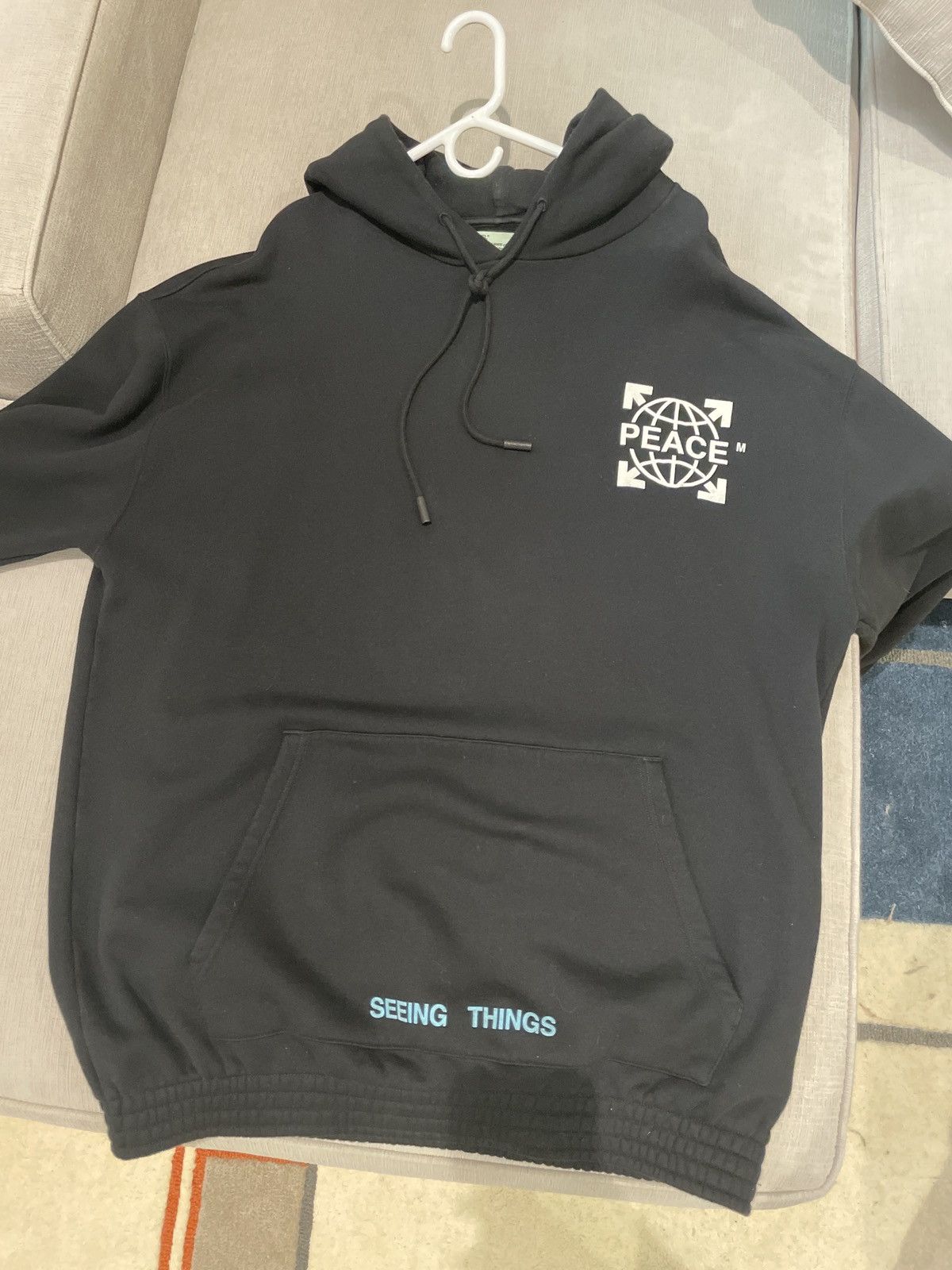 Off-White Off White XXL BLACK Peace Hoodie seeing things Size US XL / EU 56 / 4 - 1 Thumbnail
