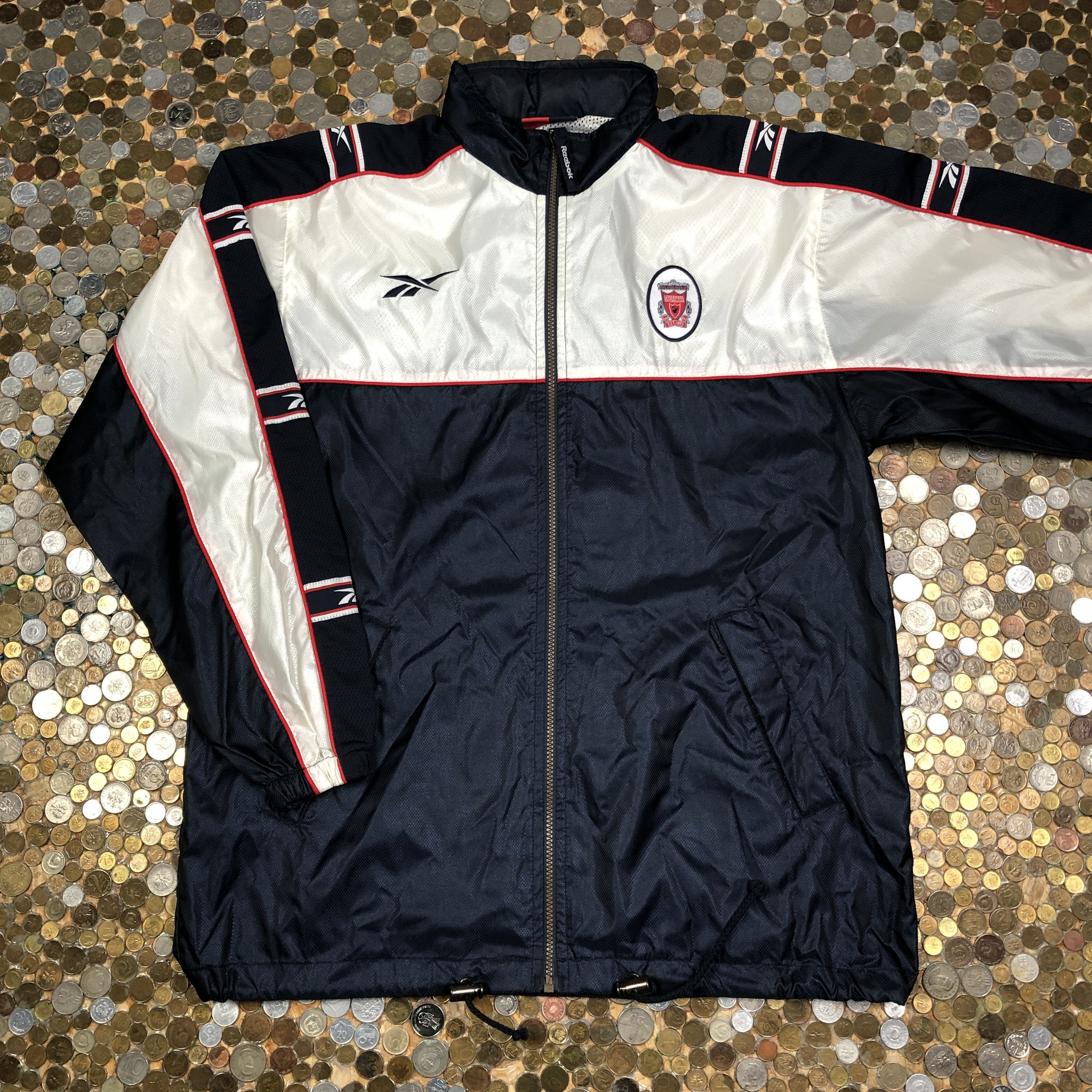 image of Reebok Vintage Fc Liverpool Zip Light Jacket Tracksuit 1990S in Black White, Men's (Size Small)