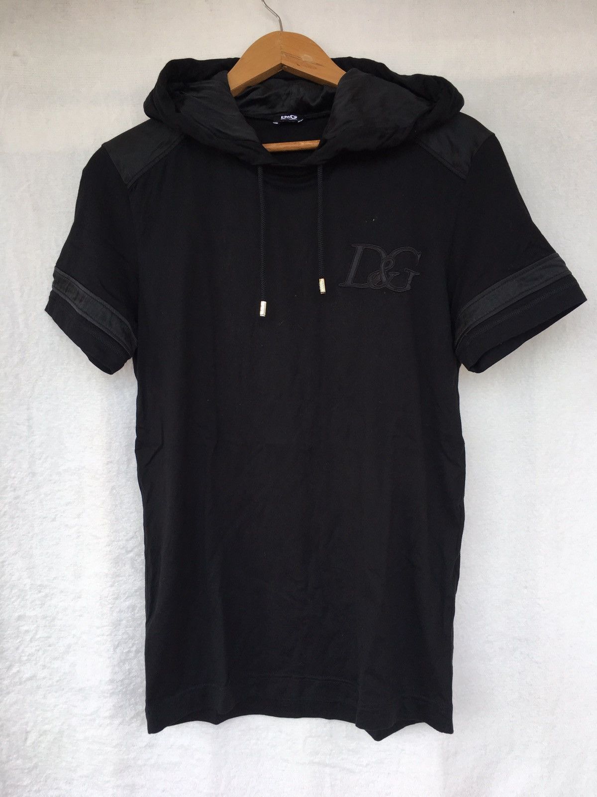 image of Dolce Gabbana Black Hoodie Short Sleeve, Men's (Size Medium)