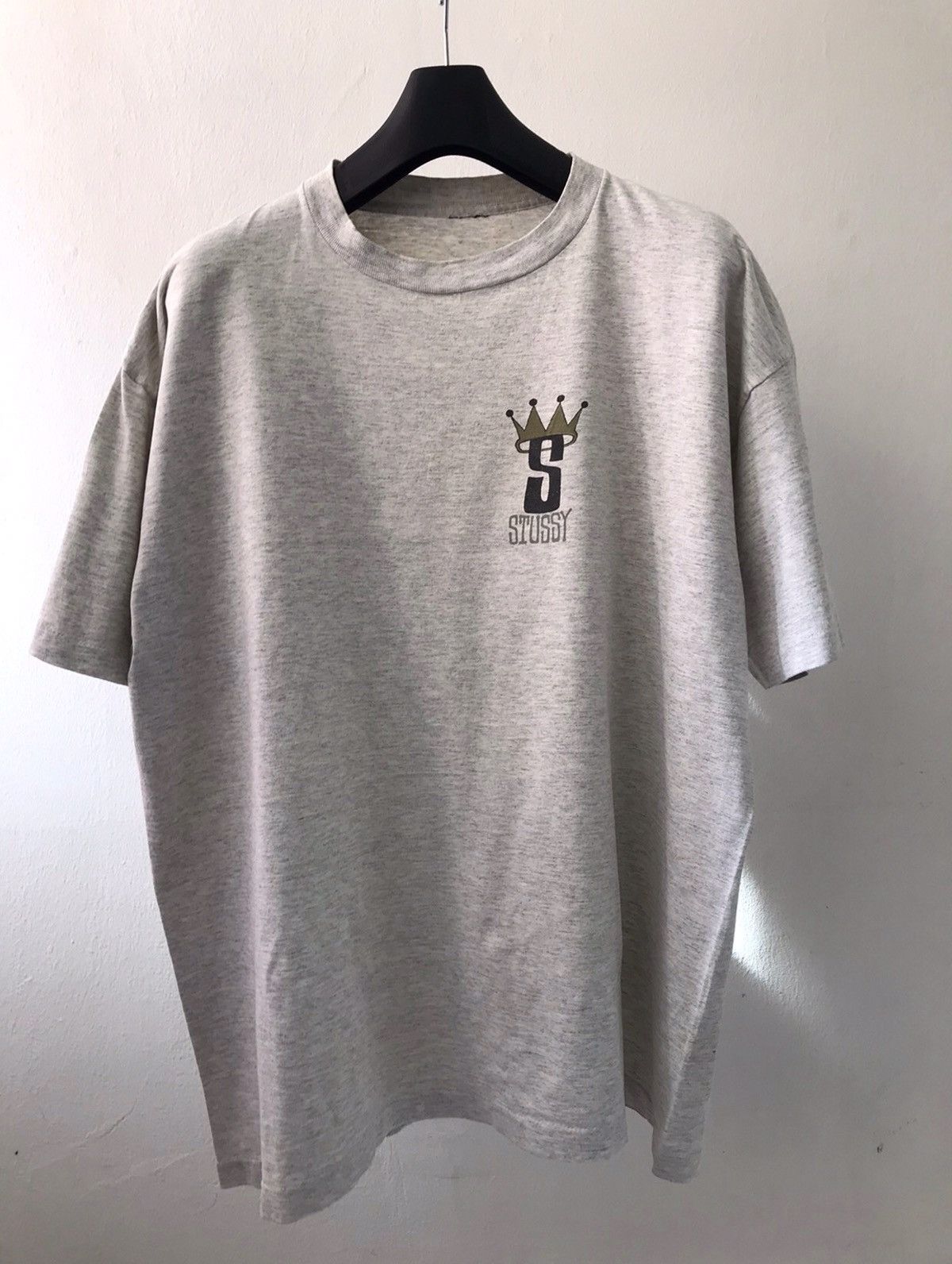 image of Stussy x Vintage S Logo Tee in Grey, Men's (Size Large)