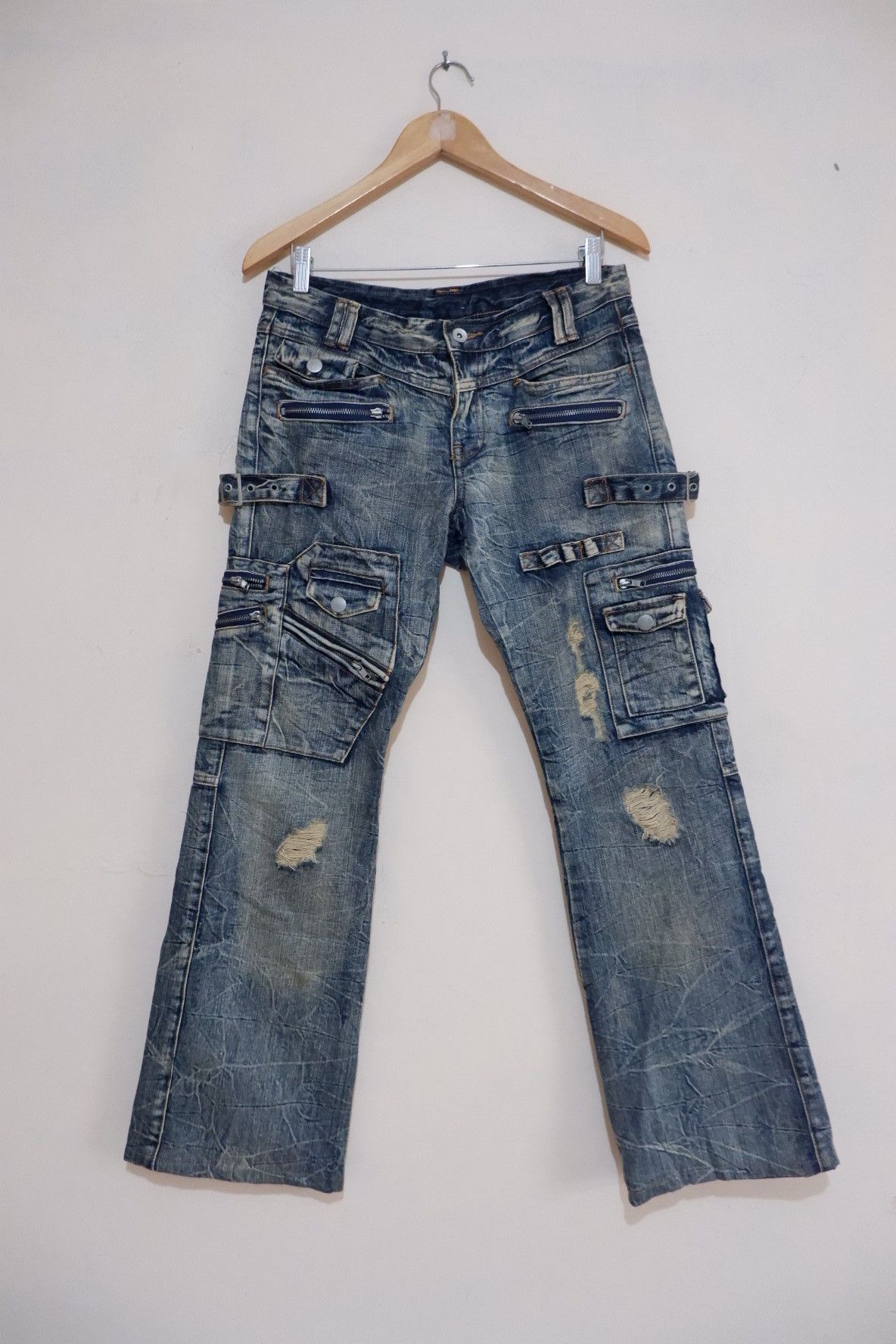semanticdesign Semantic Design Distressed Cargo Flare Denim Size US 30 / EU 46 - 1 Thumbnail