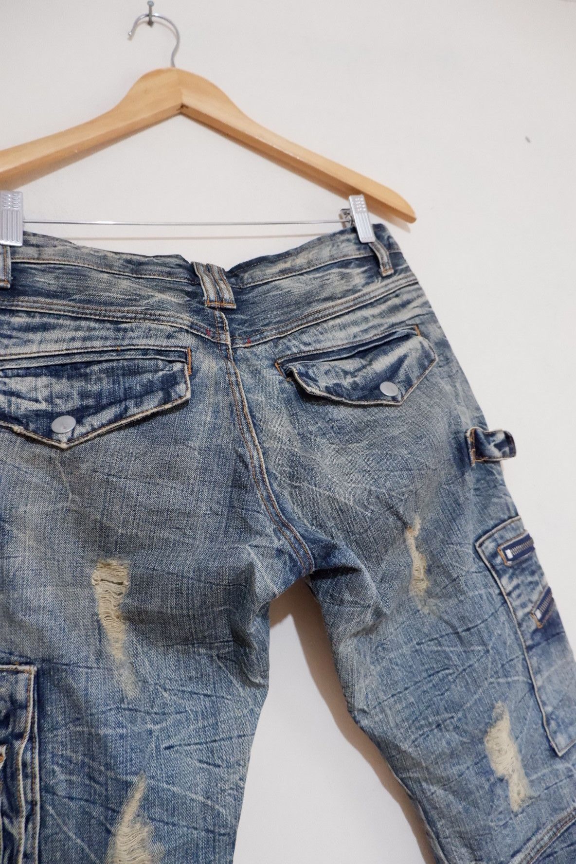 semanticdesign Semantic Design Distressed Cargo Flare Denim Size US 30 / EU 46 - 4 Thumbnail