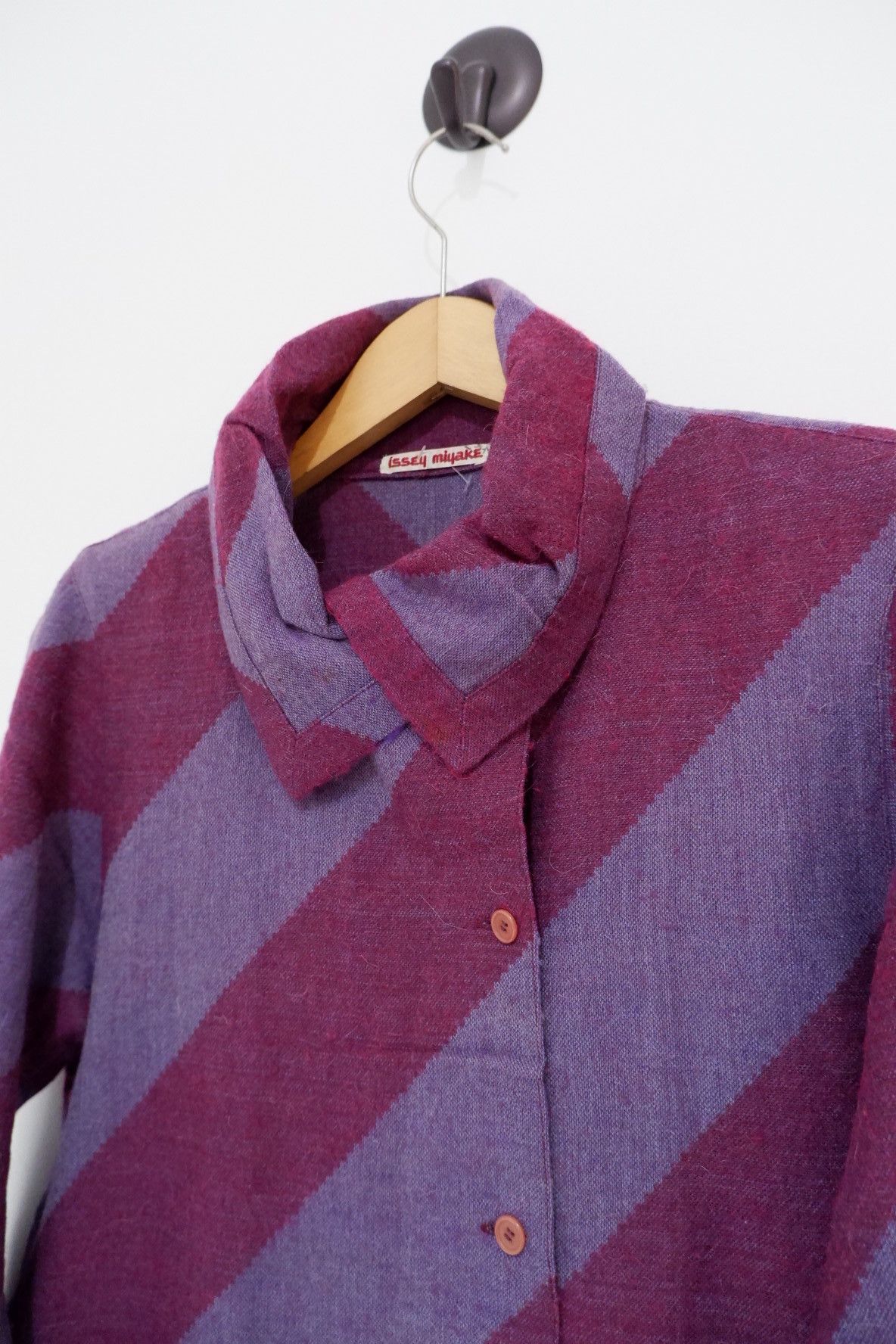 Issey Miyake Vintage 80s Issey Miyake Big Striped Wool Coat Size M / US 6-8 / IT 42-44 - 7 Thumbnail