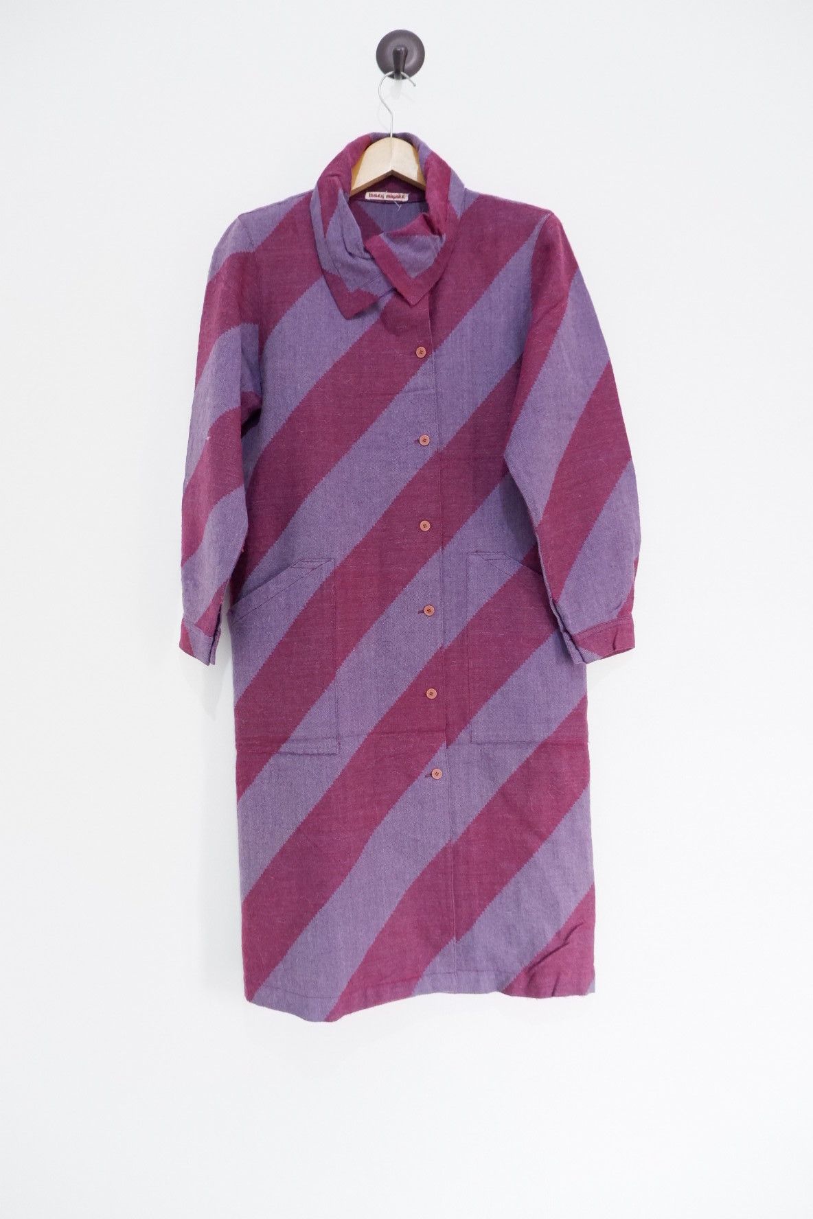 Issey Miyake Vintage 80s Issey Miyake Big Striped Wool Coat Size M / US 6-8 / IT 42-44 - 1 Thumbnail