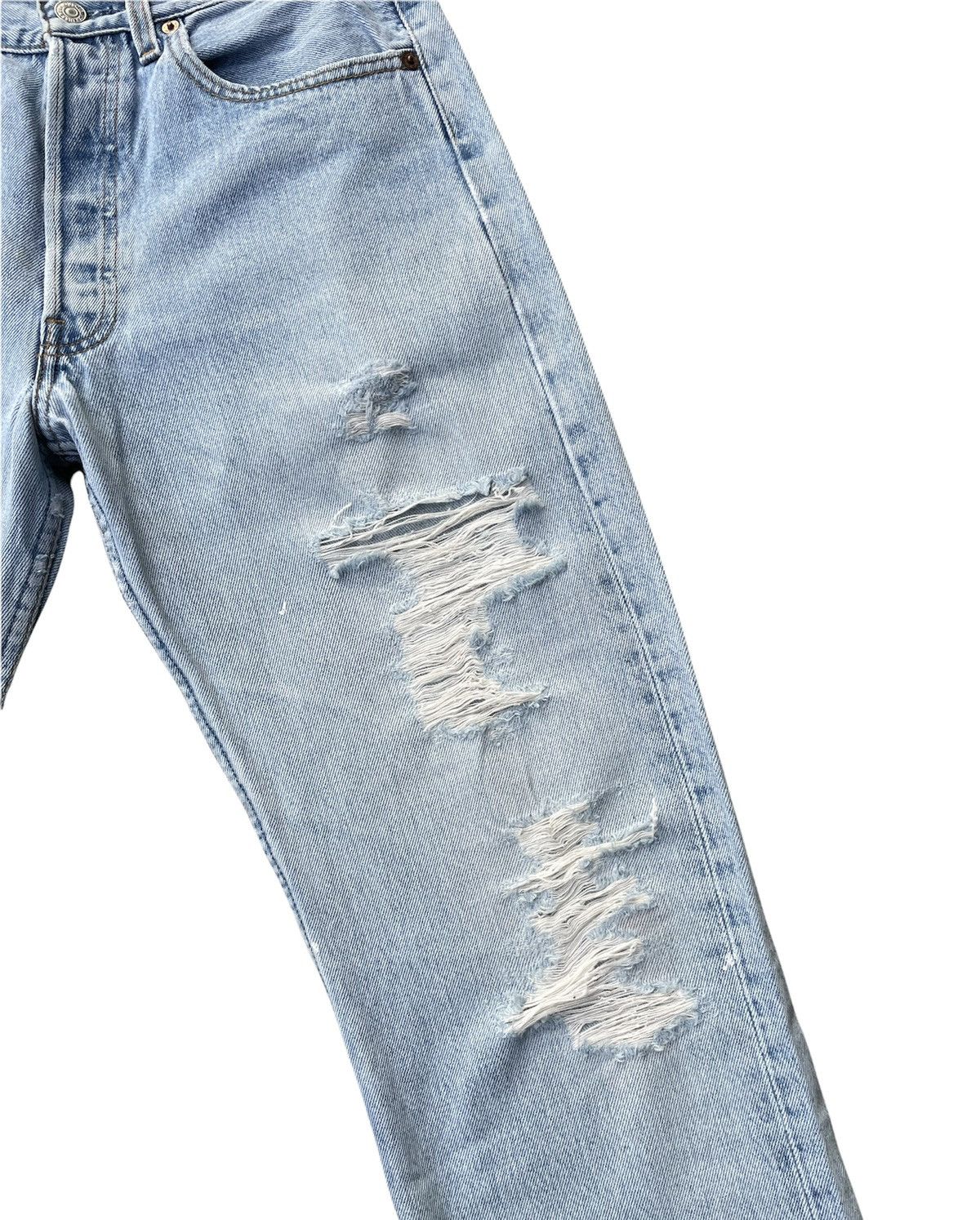 Le Grande Bleu (L.G.B.) Levis 501 e Usa Vintage 1995 Aging Distressed Denim Size US 30 / EU 46 - 4 Thumbnail