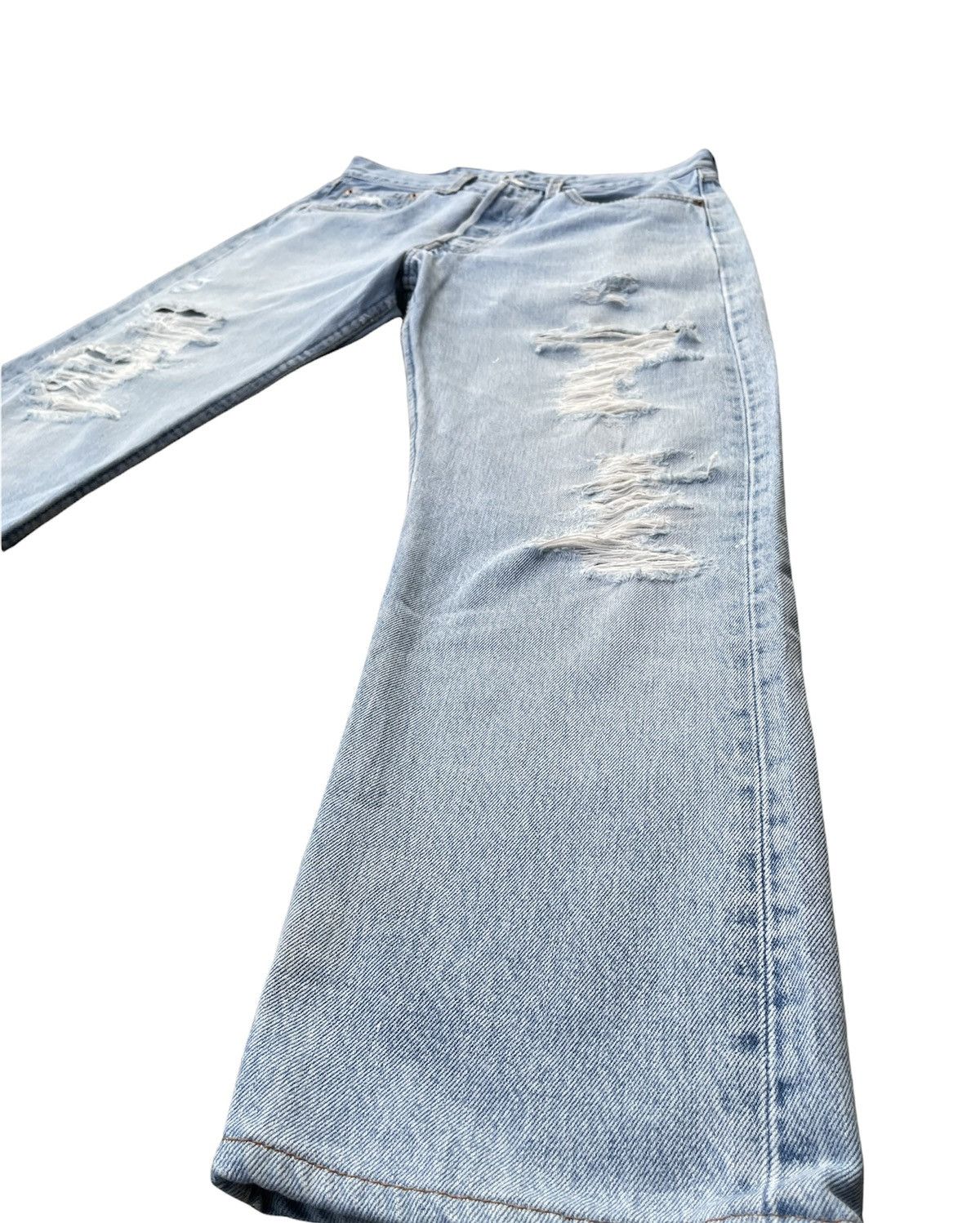 Le Grande Bleu (L.G.B.) Levis 501 e Usa Vintage 1995 Aging Distressed Denim Size US 30 / EU 46 - 3 Thumbnail