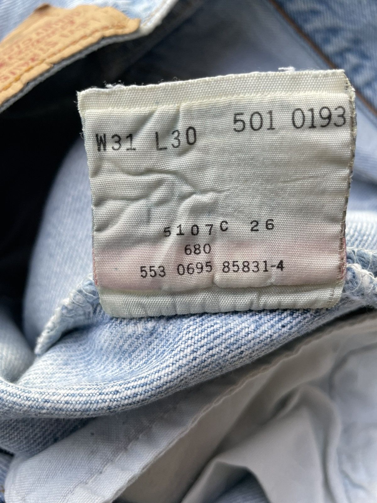 Le Grande Bleu (L.G.B.) Levis 501 e Usa Vintage 1995 Aging Distressed Denim Size US 30 / EU 46 - 15 Thumbnail