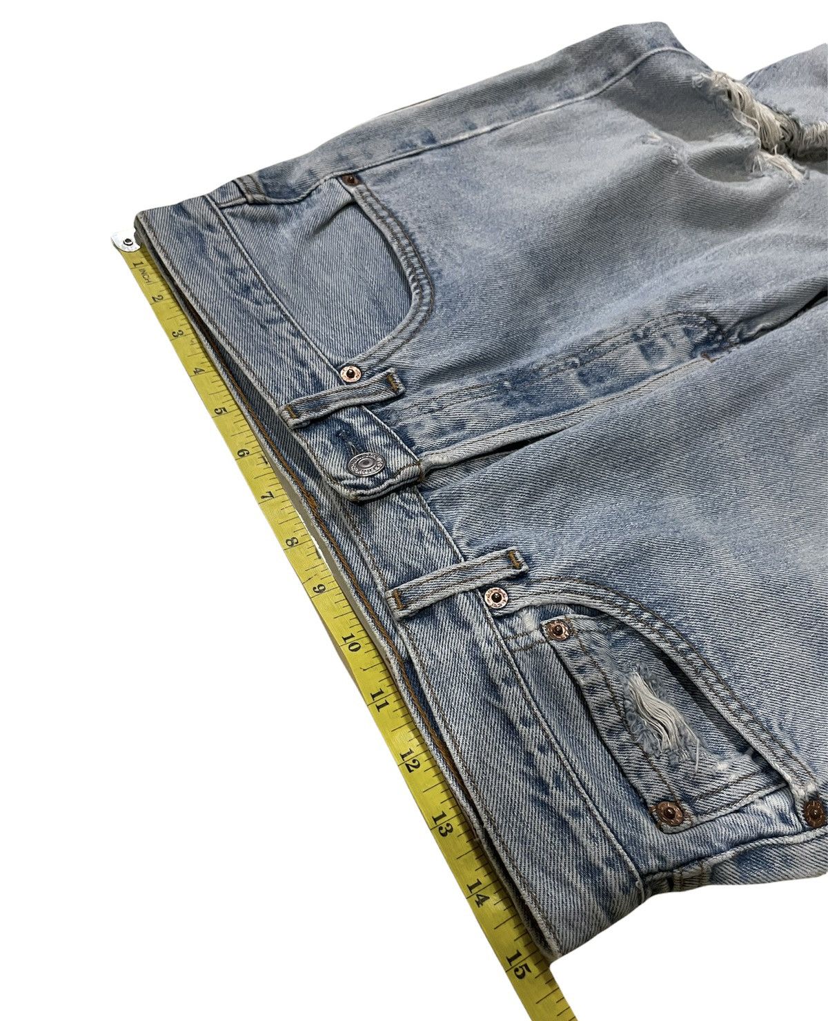 Le Grande Bleu (L.G.B.) Levis 501 e Usa Vintage 1995 Aging Distressed Denim Size US 30 / EU 46 - 23 Thumbnail