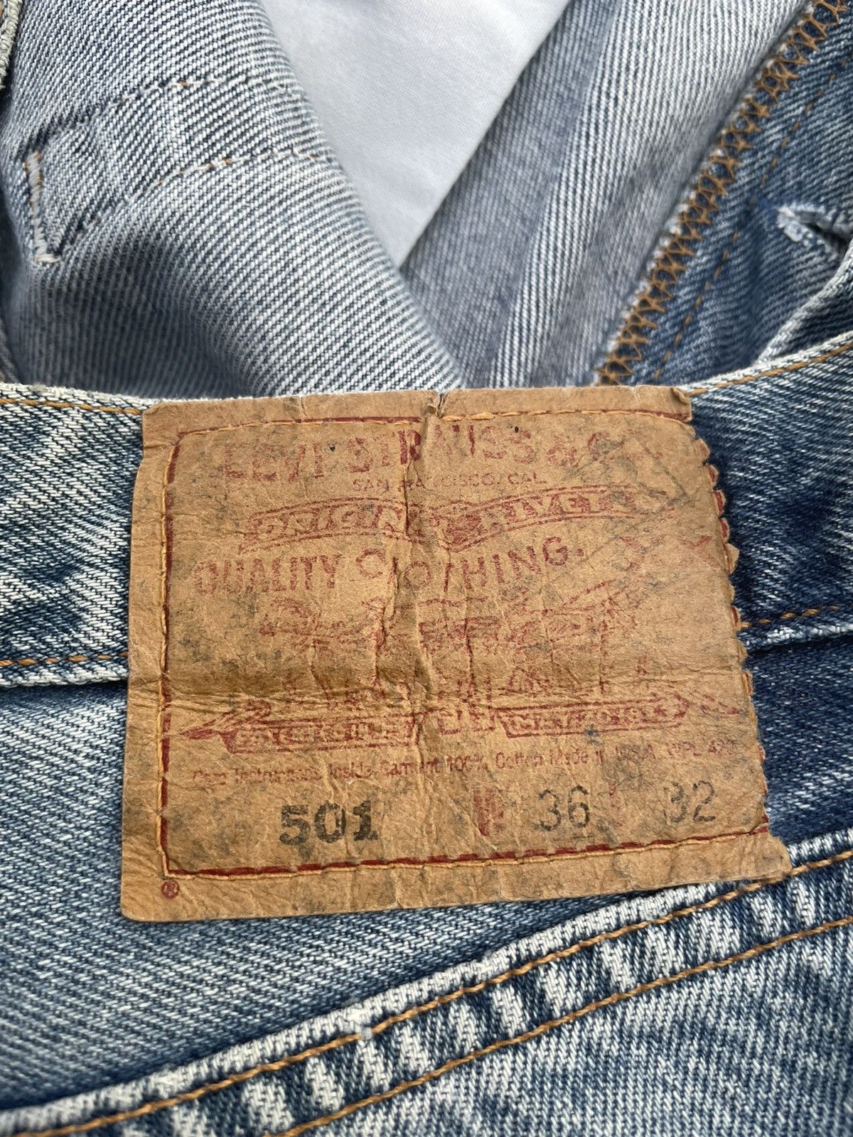 If Six Was Nine × Levi's × Vintage Vintage Levi’s 501 e 1997 Usa Aging Faded Wash Denim Size US 35 - 10 Thumbnail