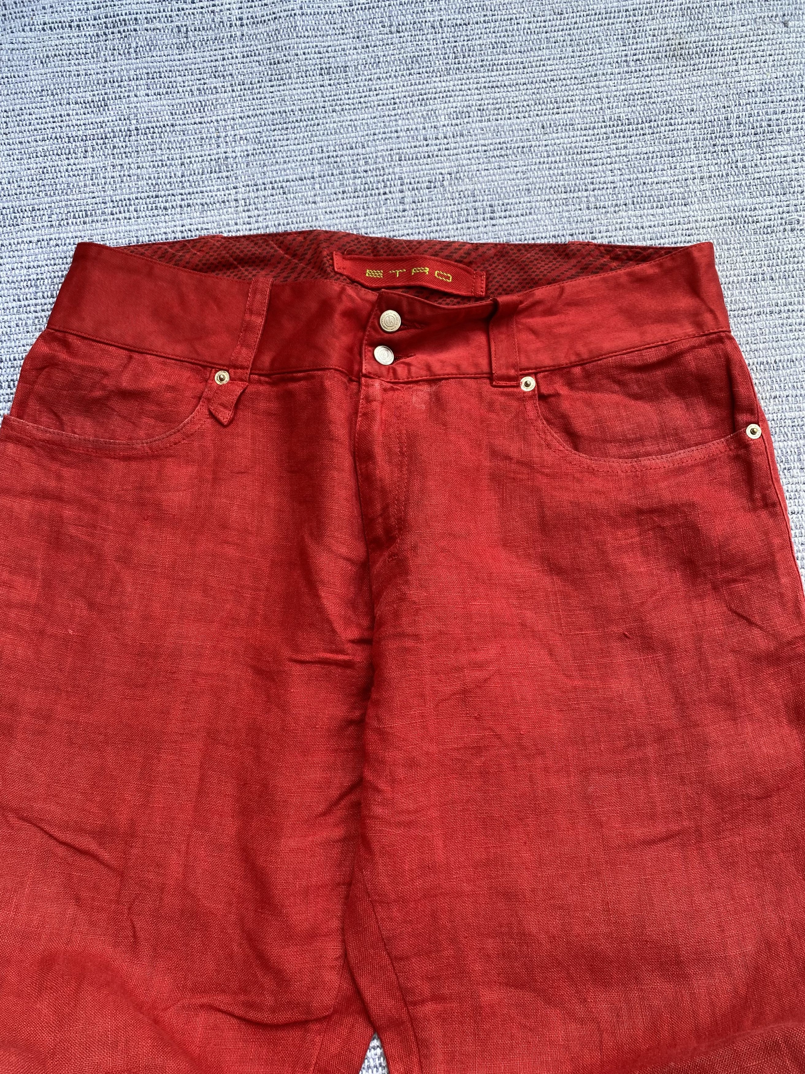 Etro etro red linen pants Size US 32 / EU 48 - 2 Thumbnail