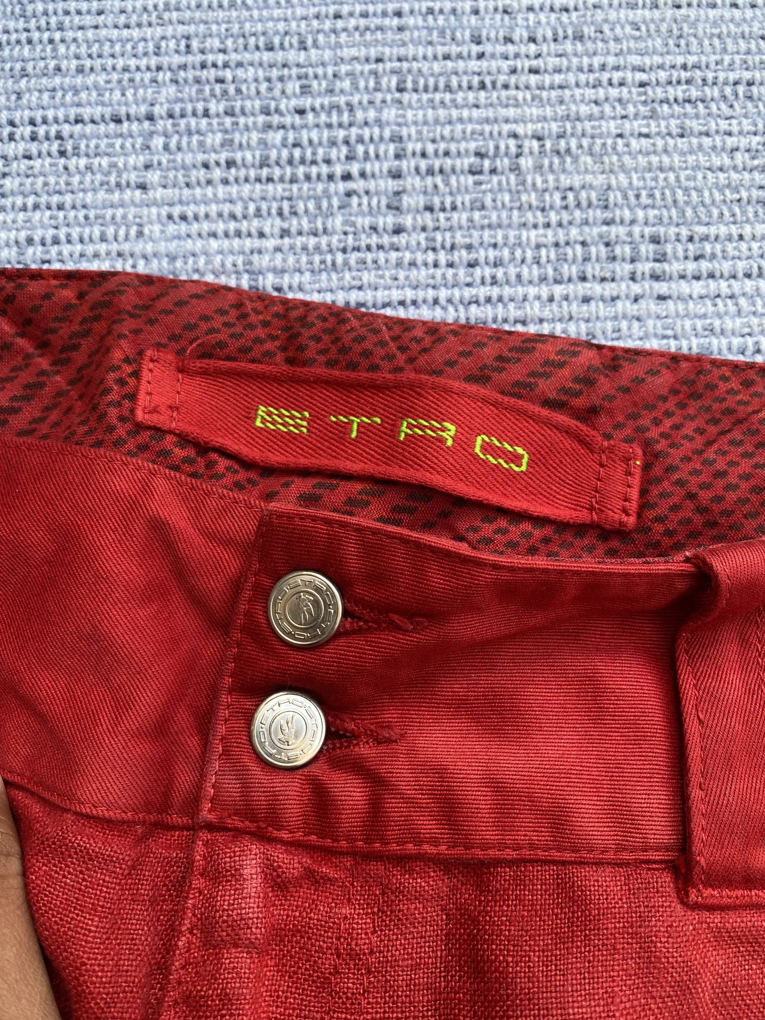 Etro etro red linen pants Size US 32 / EU 48 - 4 Thumbnail