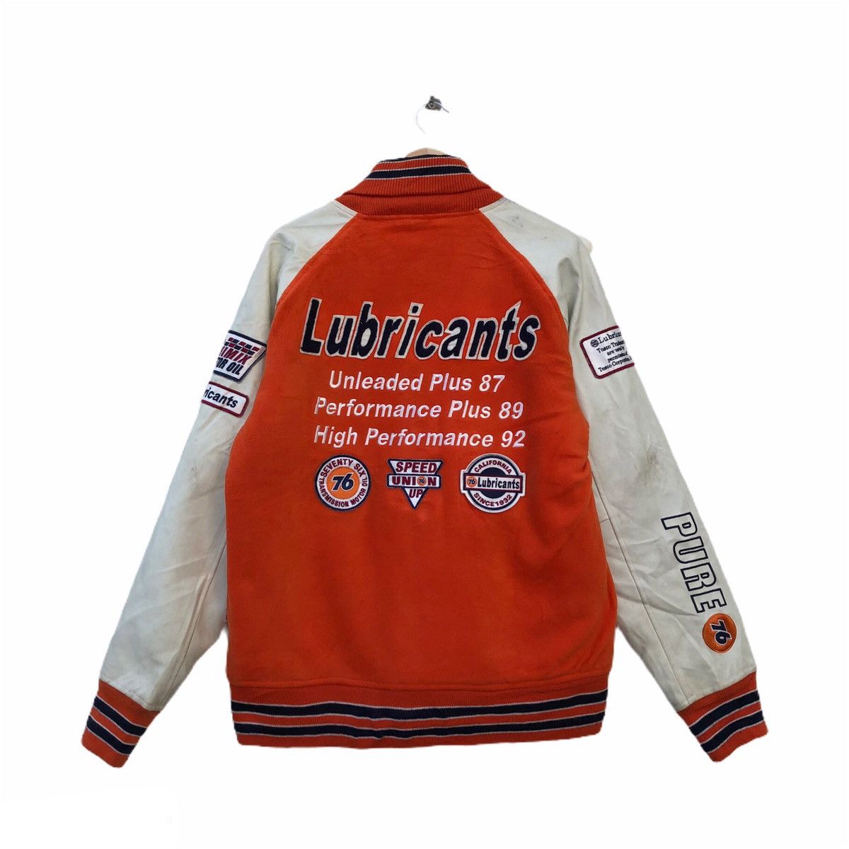 VARSITY JACKET LEATHER SLEEVE 76 LUBRICANTS BIG LOGO - Light Jackets