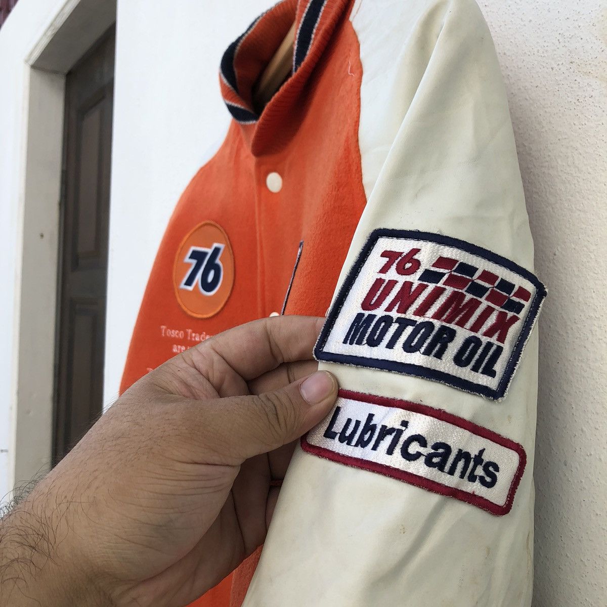 Leather VARSITY JACKET LEATHER SLEEVE 76 LUBRICANTS BIG LOGO Size US M / EU 48-50 / 2 - 6 Thumbnail