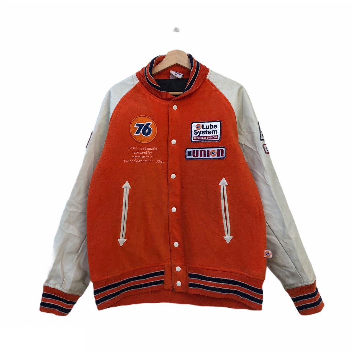 Leather VARSITY JACKET LEATHER SLEEVE 76 LUBRICANTS BIG LOGO Size US M / EU 48-50 / 2 - 2 Thumbnail