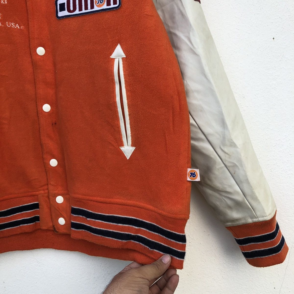 Leather VARSITY JACKET LEATHER SLEEVE 76 LUBRICANTS BIG LOGO Size US M / EU 48-50 / 2 - 4 Thumbnail