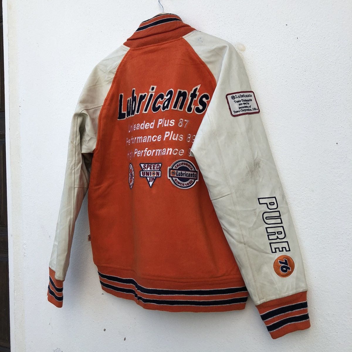 Leather VARSITY JACKET LEATHER SLEEVE 76 LUBRICANTS BIG LOGO Size US M / EU 48-50 / 2 - 11 Thumbnail