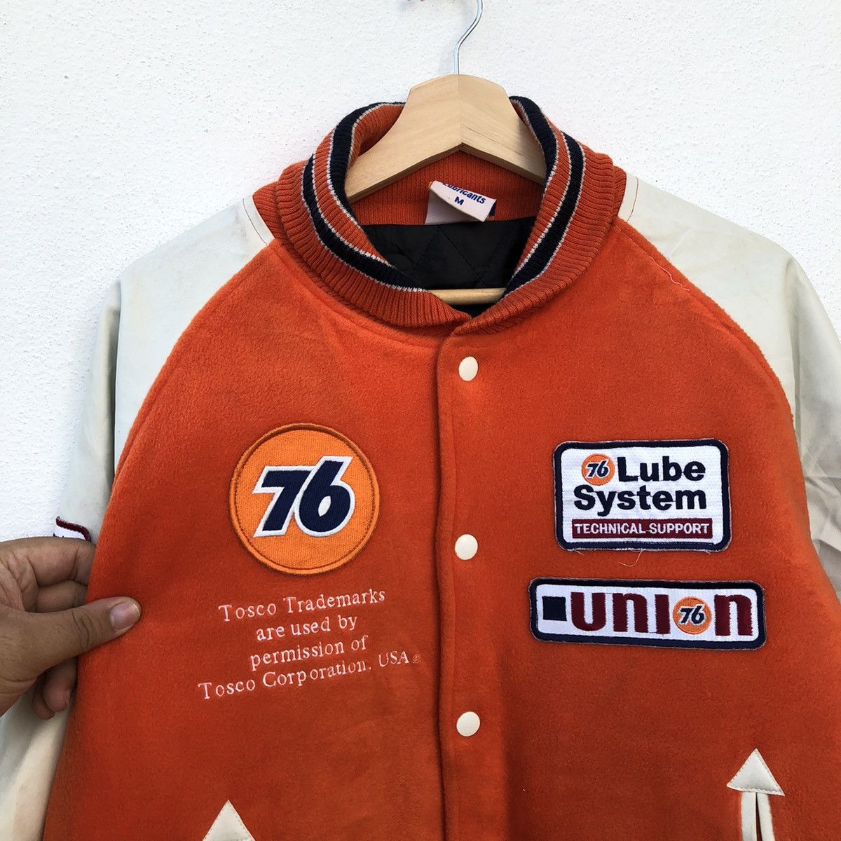 Leather VARSITY JACKET LEATHER SLEEVE 76 LUBRICANTS BIG LOGO Size US M / EU 48-50 / 2 - 9 Thumbnail
