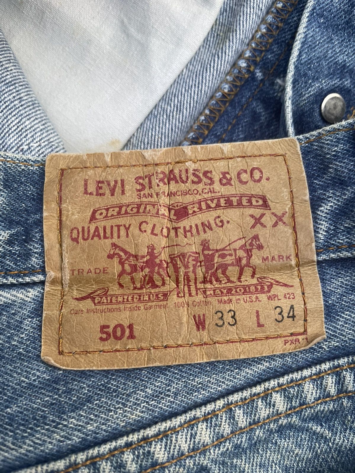 If Six Was Nine × Levi's × Vintage Vintage Levis 501 1991 USA Aging Faded Wash Denim Size US 33 - 9 Thumbnail