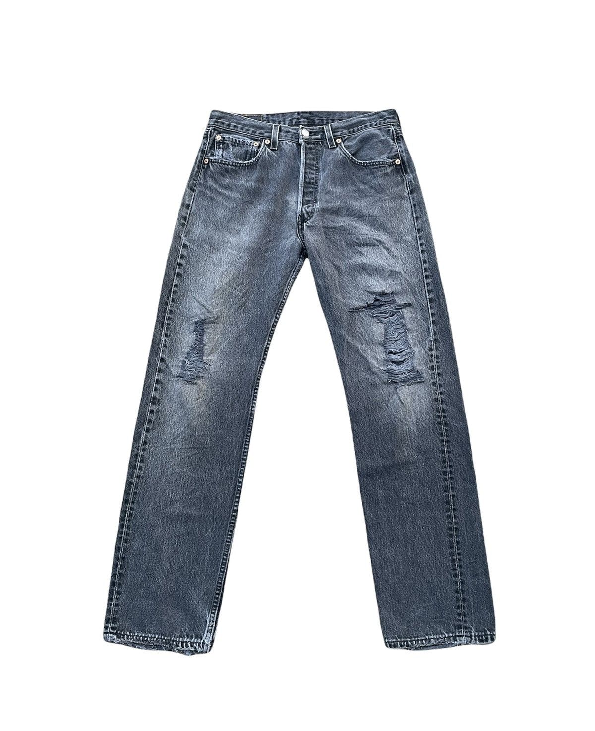 Levi's × Vintage Vintage Levi’s 501 e 1999 Usa Aging Distressed Denim Size US 31 - 1 Thumbnail