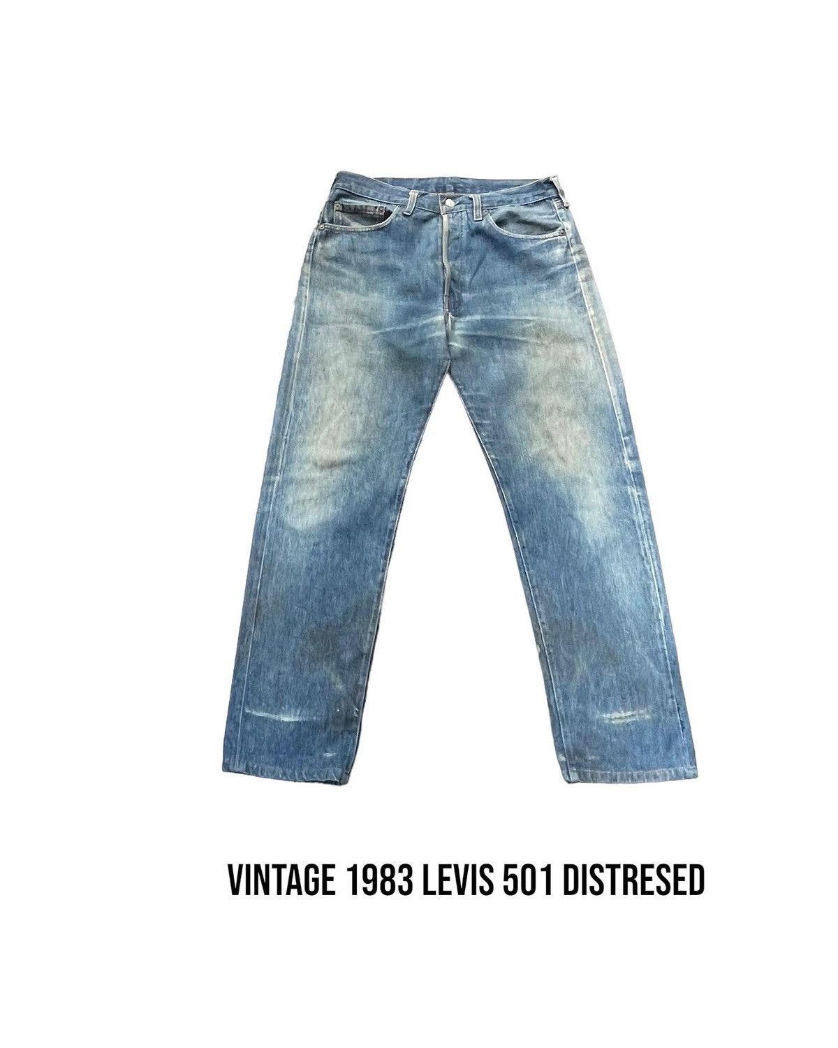 Levi's Vintage 1983 Levis 501 e Usa Faded Distresed Size US 33 - 1 Thumbnail