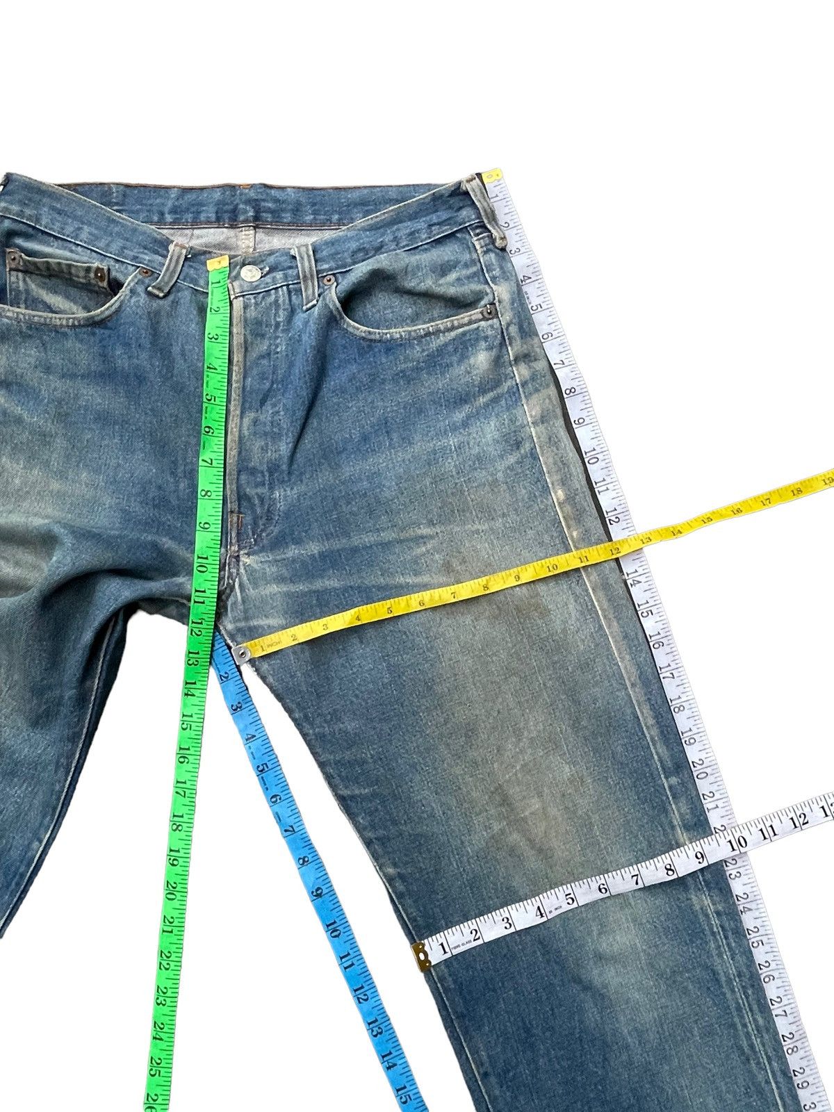 Levi's Vintage 1983 Levis 501 e Usa Faded Distresed Size US 33 - 25 Thumbnail