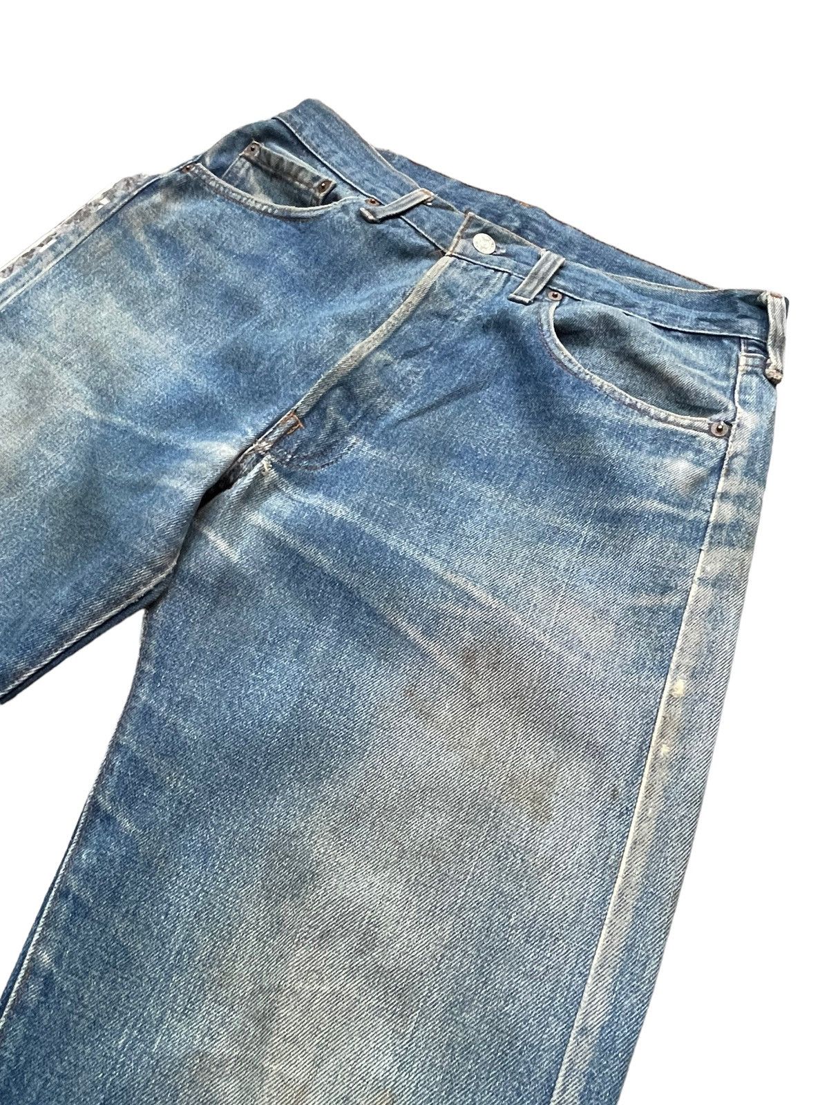 Levi's Vintage 1983 Levis 501 e Usa Faded Distresed Size US 33 - 6 Thumbnail