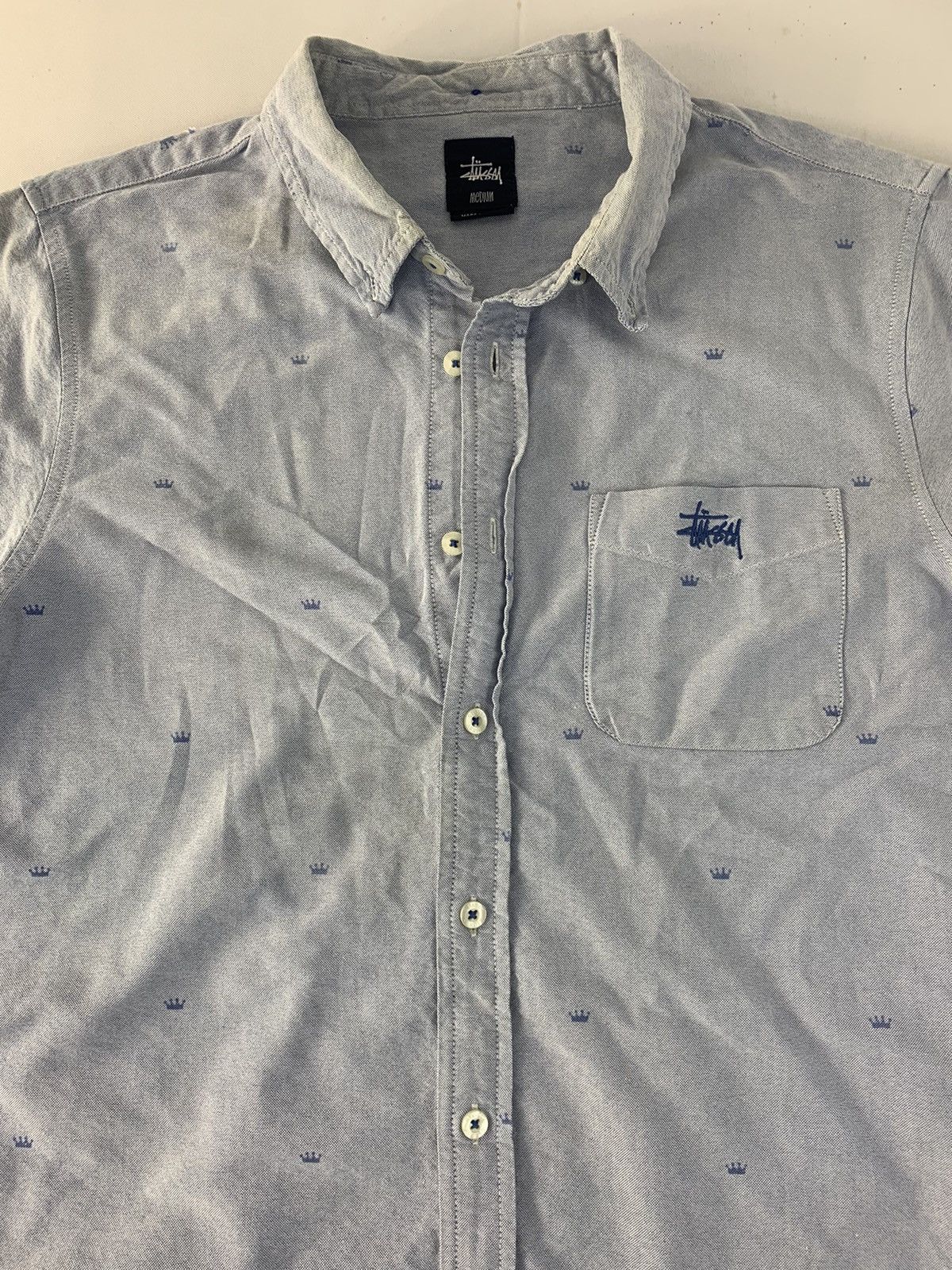 Stussy Hype Stussy Embroidered Logo Crown Single Pocket Shirt Size US M / EU 48-50 / 2 - 2 Thumbnail
