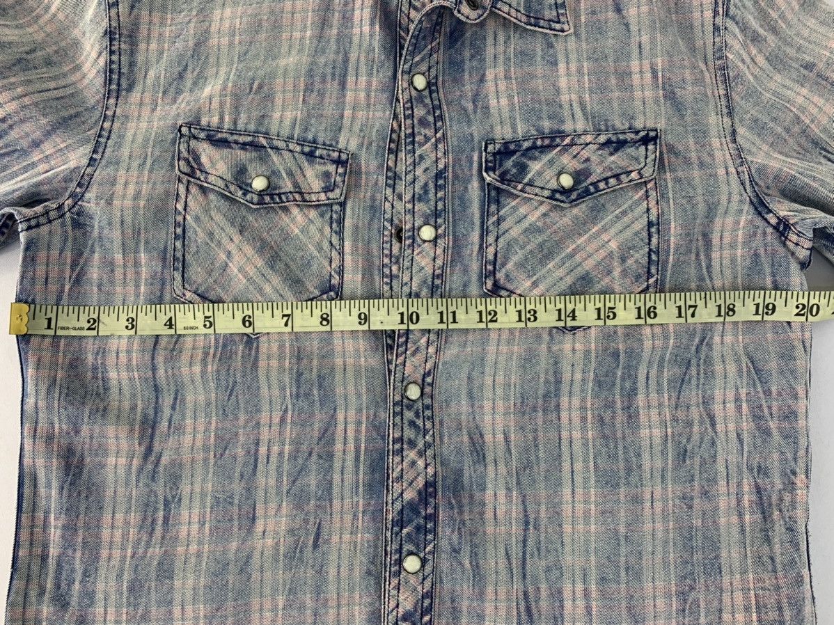 In The Attic 90s In The Attic Faded Plaid Checked Denim Button Up Shirt Size L / US 10 / IT 46 - 5 Thumbnail