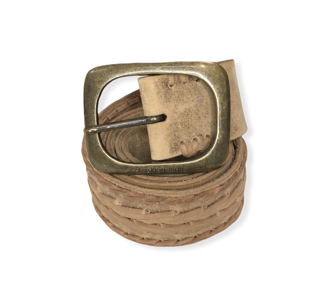 Vintage Calvin Klein American Native Leather Buckle Belts