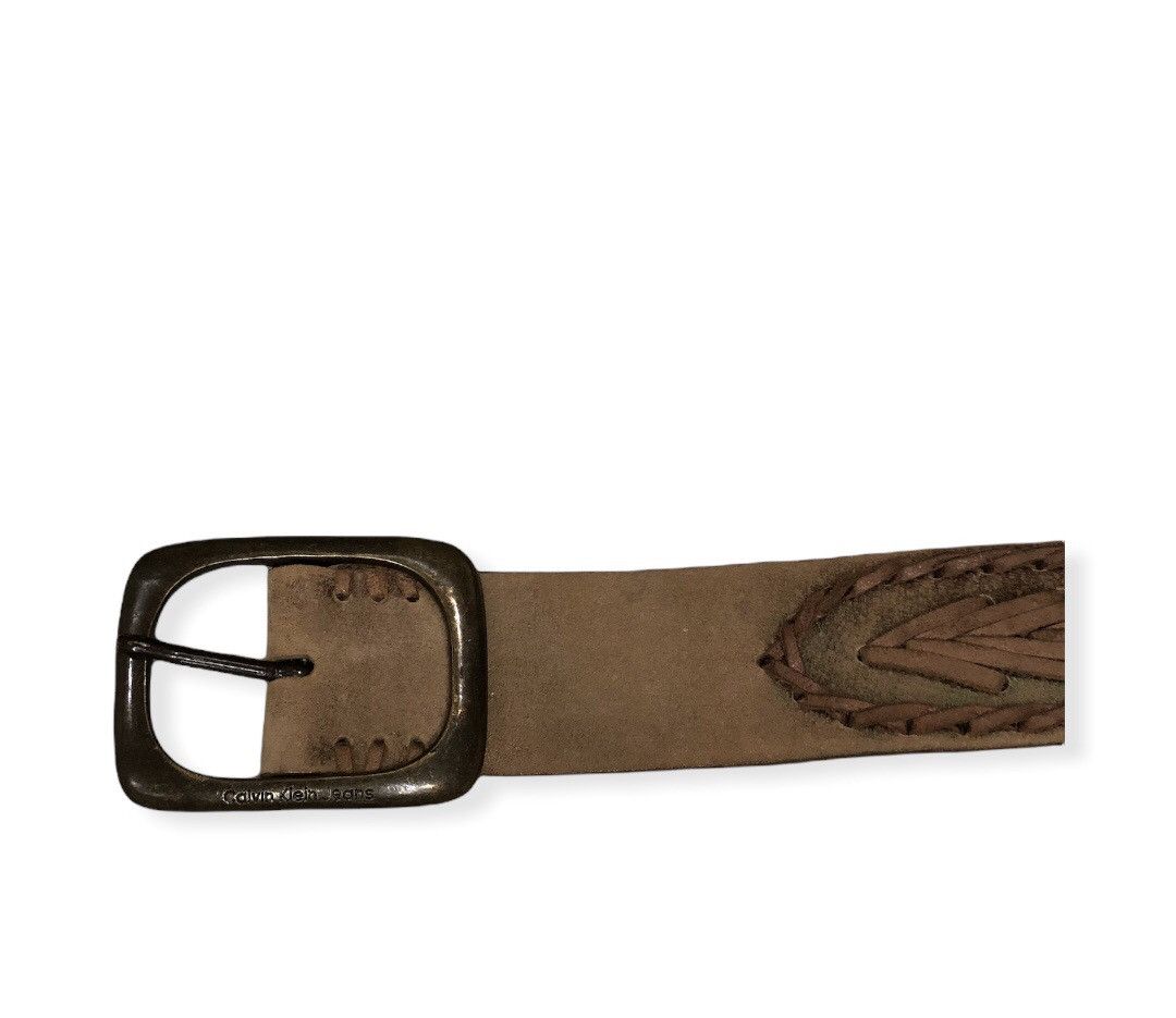Calvin Klein × Leather × Other Vintage Calvin Klein American Native Leather Buckle Belts Size ONE SIZE - 2 Thumbnail