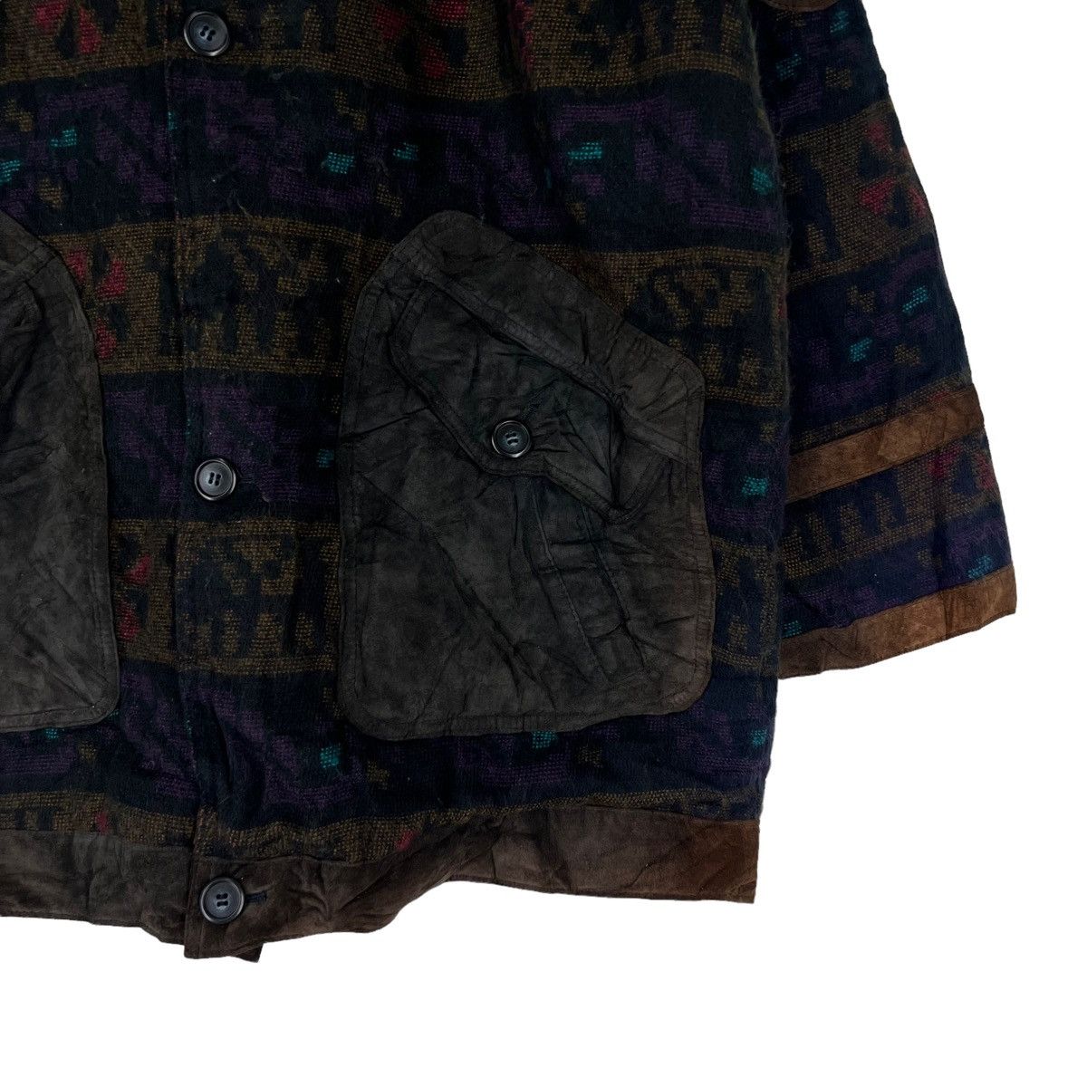 Japanese Brand VINTAGE SUEDE LEATHER JACKET WINDARMOR NAVAJO DESIGN Size US L / EU 52-54 / 3 - 8 Thumbnail