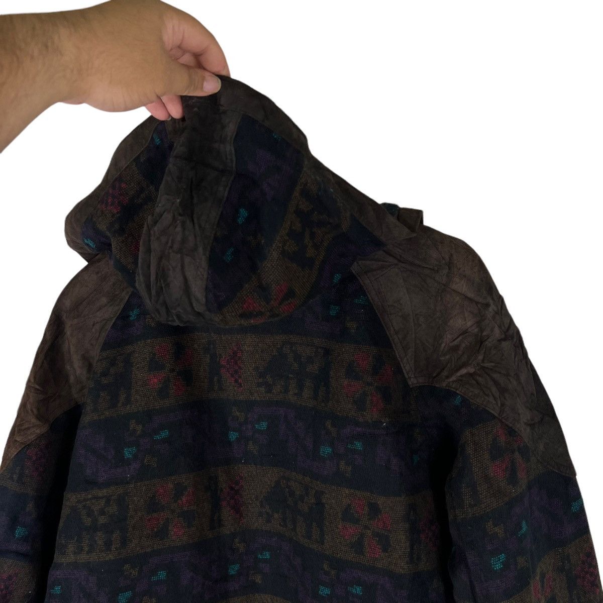 Japanese Brand VINTAGE SUEDE LEATHER JACKET WINDARMOR NAVAJO DESIGN Size US L / EU 52-54 / 3 - 6 Thumbnail