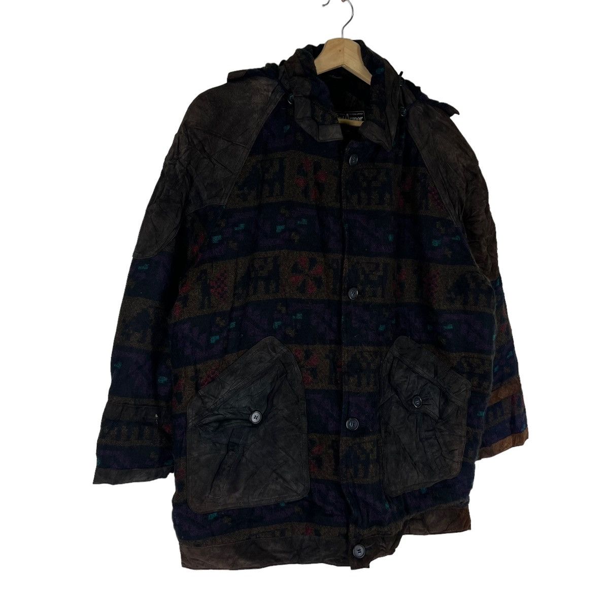 Japanese Brand VINTAGE SUEDE LEATHER JACKET WINDARMOR NAVAJO DESIGN Size US L / EU 52-54 / 3 - 4 Thumbnail