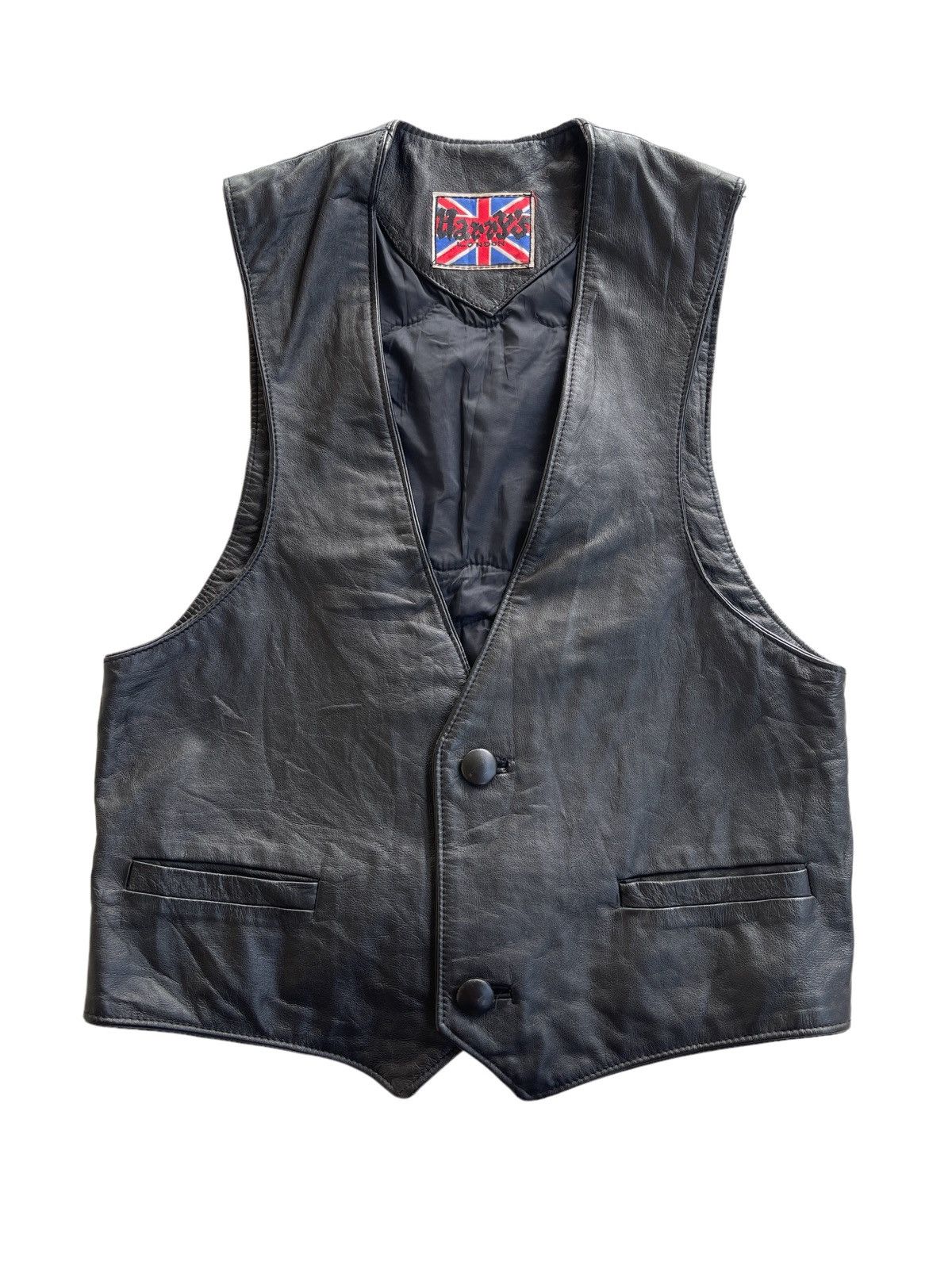 Vintage Harrys London Bikers Leather Vest Jacket