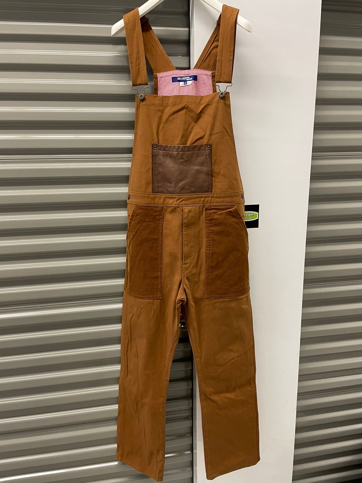 Pre-owned Comme Des Garcons X Junya Watanabe Ss12 Junya Overalls W/ Leather Pocket In Beige