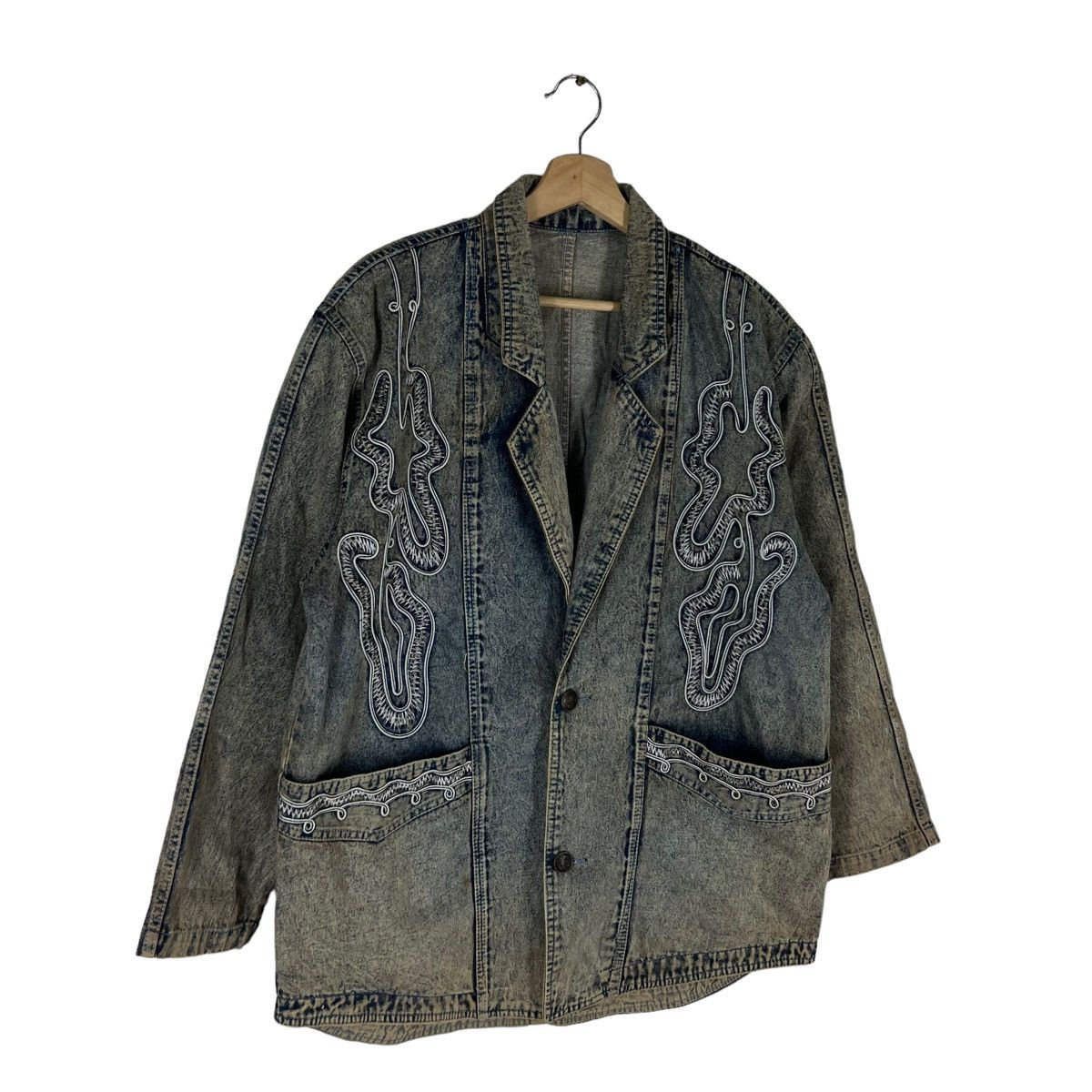 Japanese Brand VINTAGE INDIGO DENIM JACKET NAVAJO DESIGN KAPITAL STYLE Size US M / EU 48-50 / 2 - 5 Thumbnail