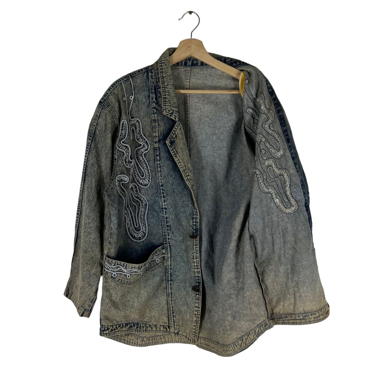 Japanese Brand VINTAGE INDIGO DENIM JACKET NAVAJO DESIGN KAPITAL STYLE Size US M / EU 48-50 / 2 - 6 Thumbnail