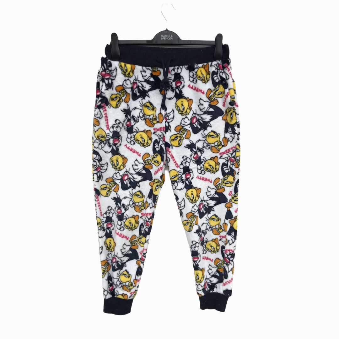 image of Cartoon Network Cartoon Looney Tunes Fleece Sweatpants in White, Men's (Size 29)