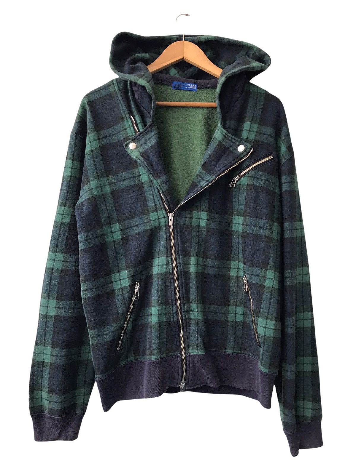 Beams Plus Beams Double Collar Zip Up Checkered Hoodie Size US L / EU 52-54 / 3 - 5 Thumbnail