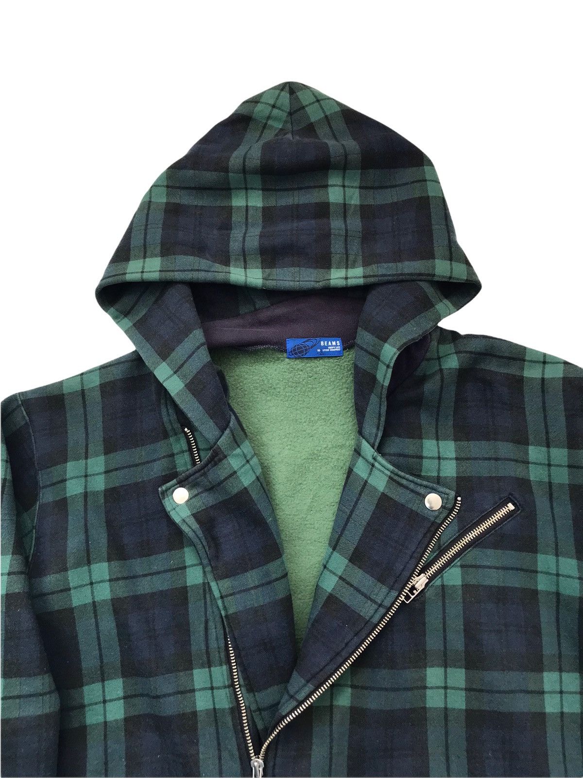 Beams Plus Beams Double Collar Zip Up Checkered Hoodie Size US L / EU 52-54 / 3 - 3 Thumbnail