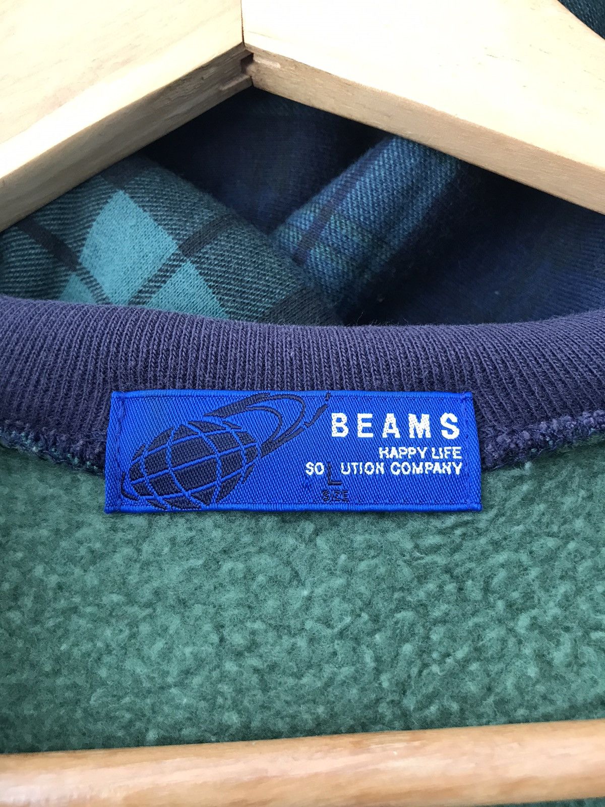 Beams Plus Beams Double Collar Zip Up Checkered Hoodie Size US L / EU 52-54 / 3 - 9 Thumbnail