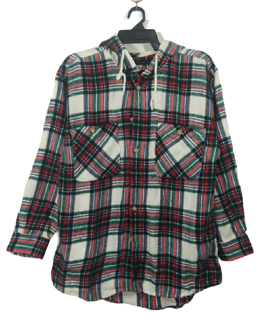 Flannel × Japanese Brand × Vintage Japanese brand X Multi made Flannel Hoodie Size US M / EU 48-50 / 2 - 1 Thumbnail